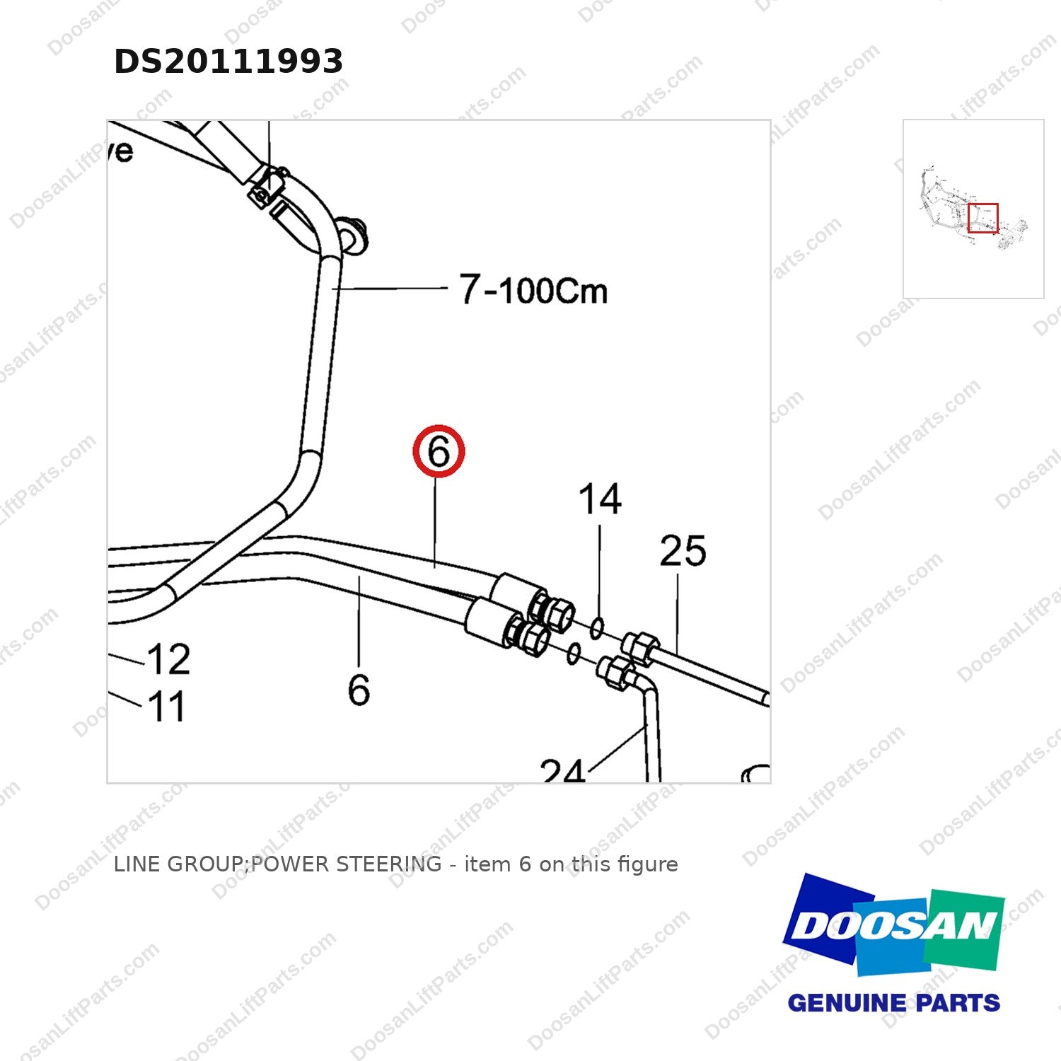 DS20111993 LINE GROUP;POWER STEERING - parts diagram, item 6 shown - genuine Doosan / Bobcat forklift part