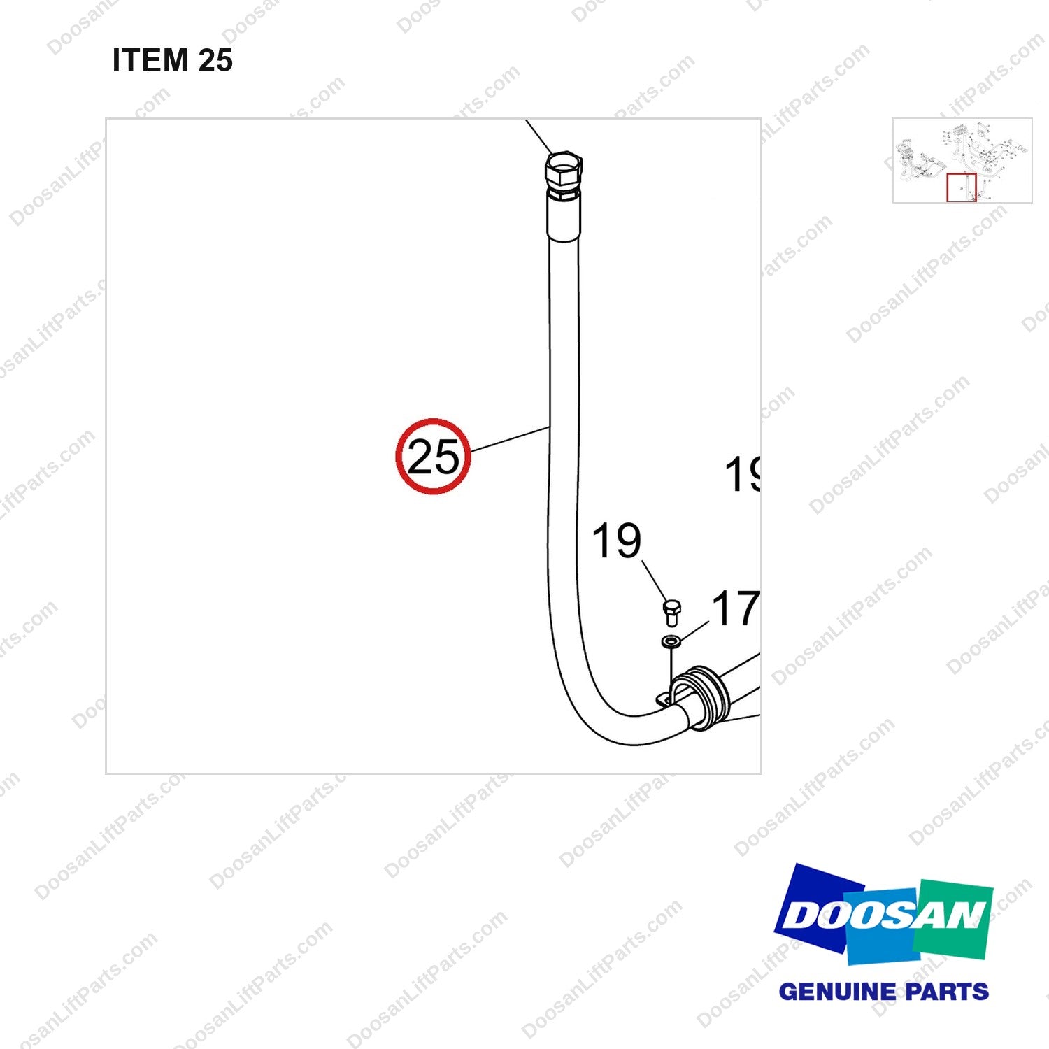 DS20112086 MAST OPERATING LINE GROUP_LINE - parts diagram, item 25 shown - genuine Doosan / Bobcat forklift part