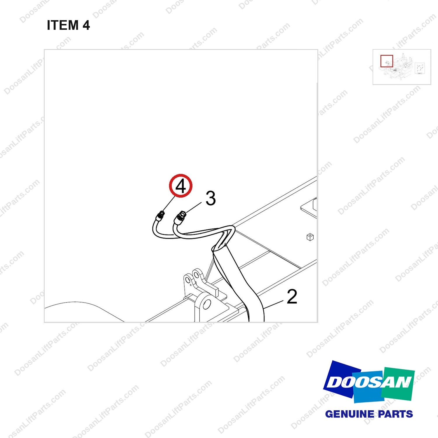 DS20112250 LINES GP-STEERING;LINE - parts diagram, item 4 shown - genuine Doosan / Bobcat forklift part