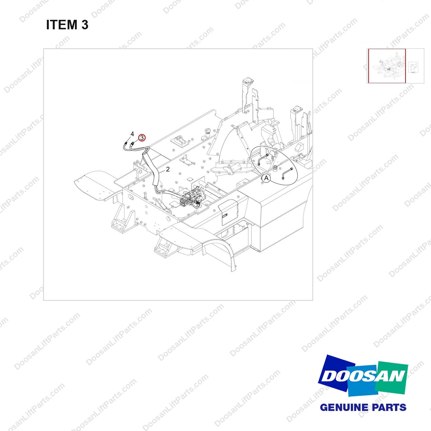 DS20112254 LINES GP-STEERING;LINE - parts diagram, item 3 shown - genuine Doosan / Bobcat forklift part