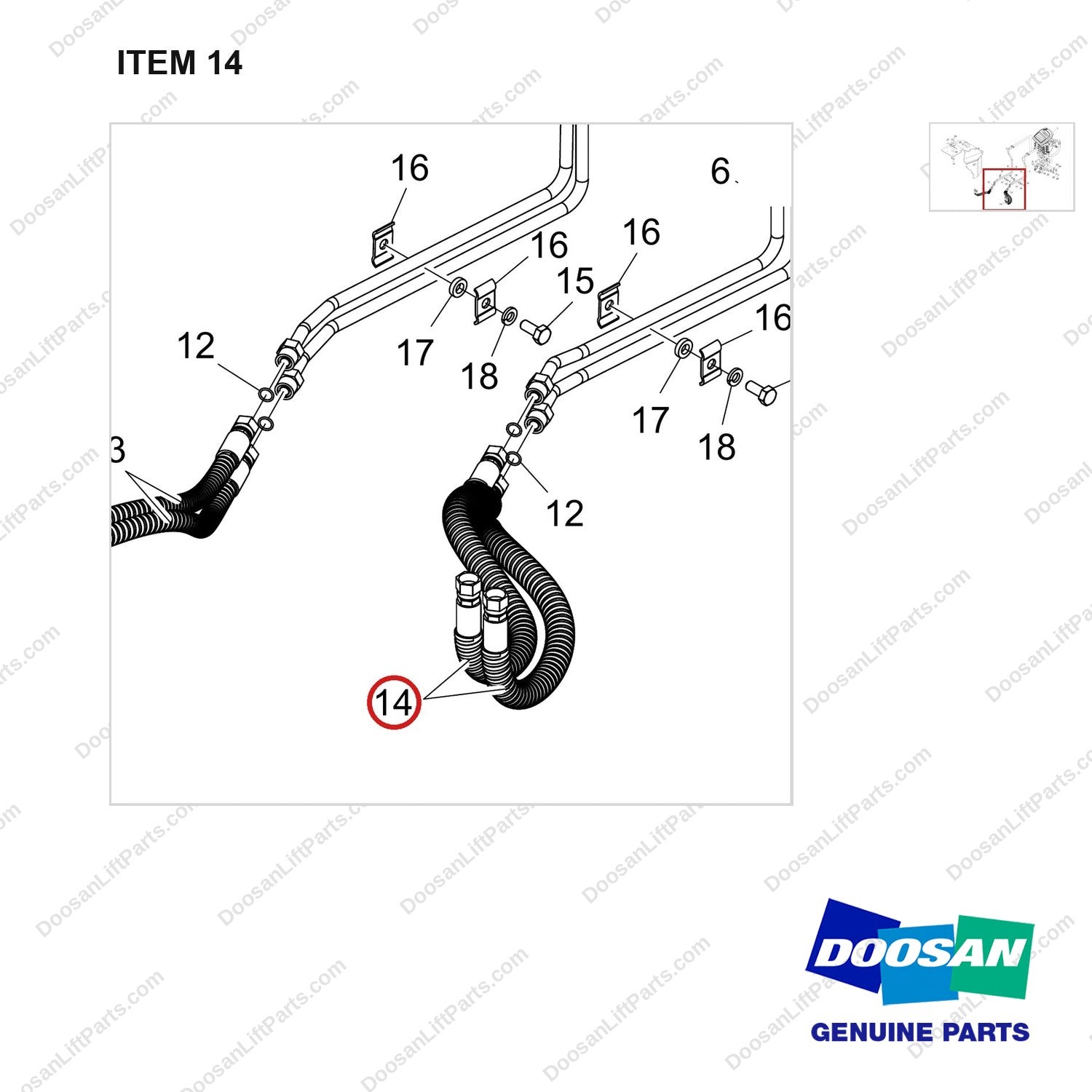 DS20112413 FINGERTIP C/V GP;D40S-9 4WAY - parts diagram, item 14 shown - genuine Doosan / Bobcat forklift part