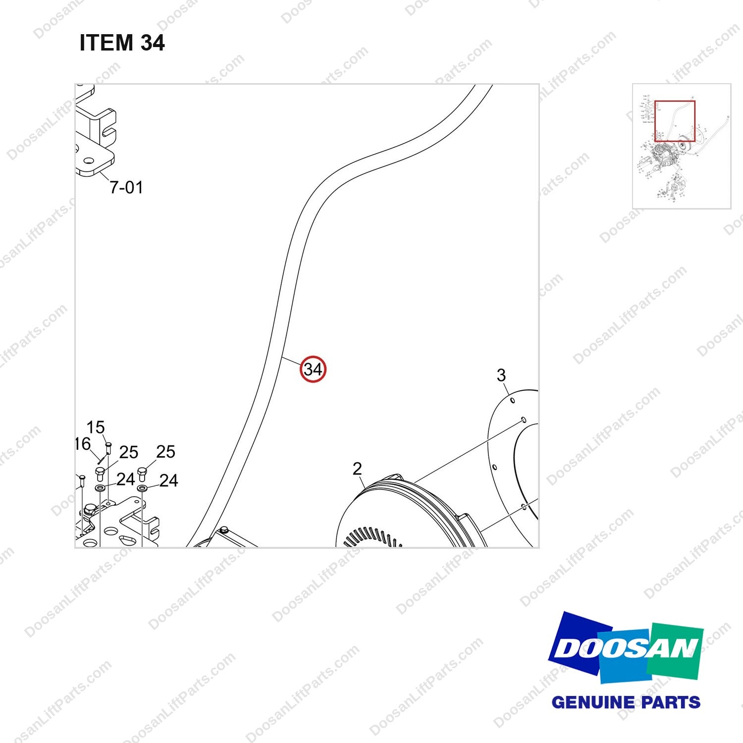 DS20112419 TRANSMISSION ASSY;SEMI TCU,G20/25/30 - parts diagram, item 34 shown - genuine Doosan / Bobcat forklift part