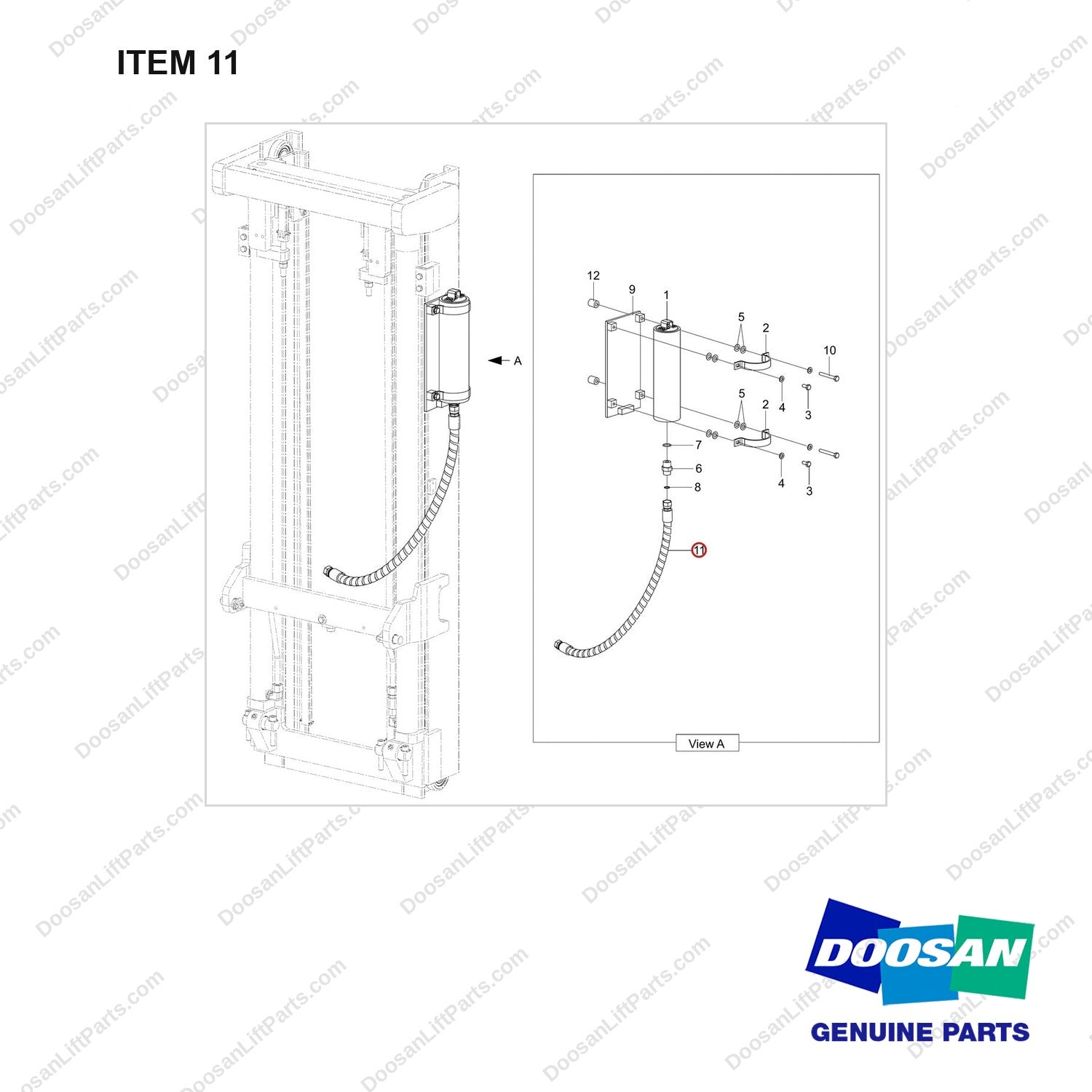DS20112420 ACCUMULATOR AR;FFL - full parts diagram, item 11 marked - genuine Doosan / Bobcat forklift part