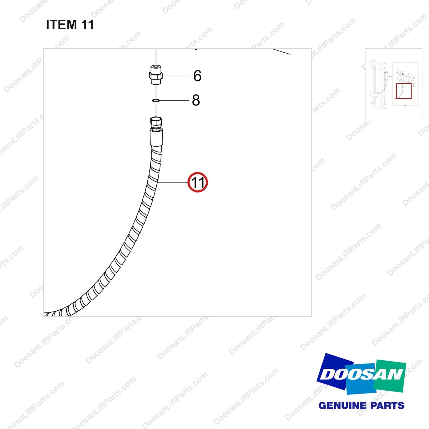 DS20112420 ACCUMULATOR AR;FFL - parts diagram, item 11 shown - genuine Doosan / Bobcat forklift part