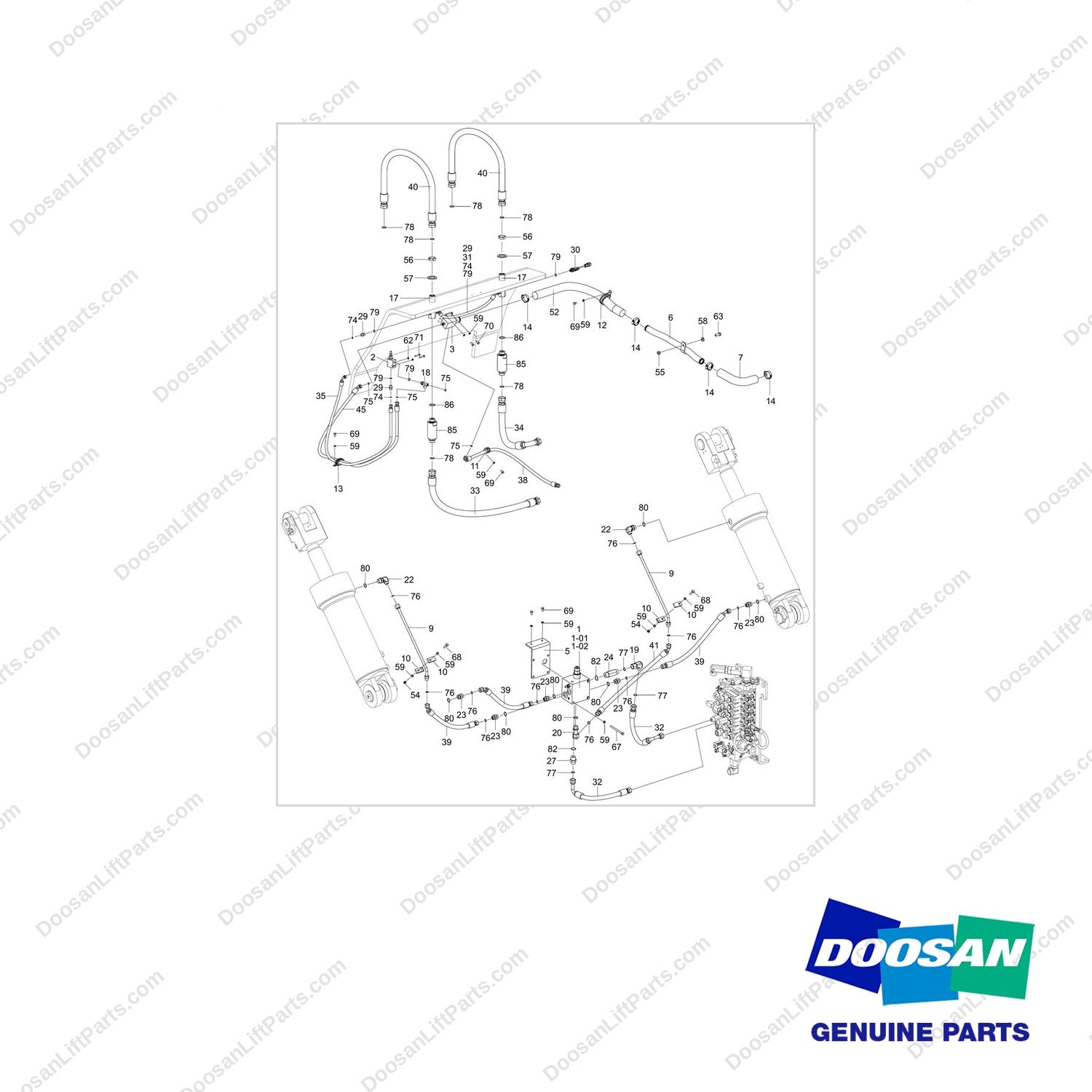 DS2011251 LINE GROUP;MAST OPERATING, DV250S-7,TIER - full parts diagram - genuine Doosan / Bobcat forklift part