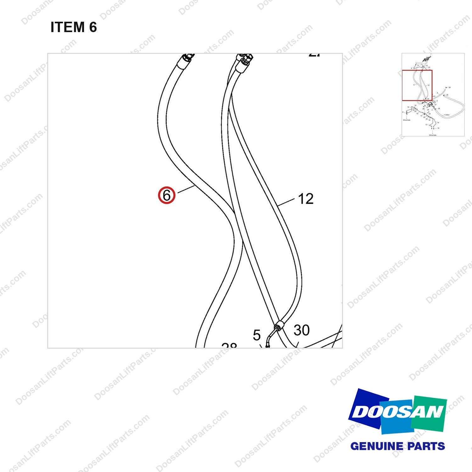 DS2011836 Lines Gp-Brake(CCLS) - parts diagram, item 6 shown - genuine Doosan / Bobcat forklift part