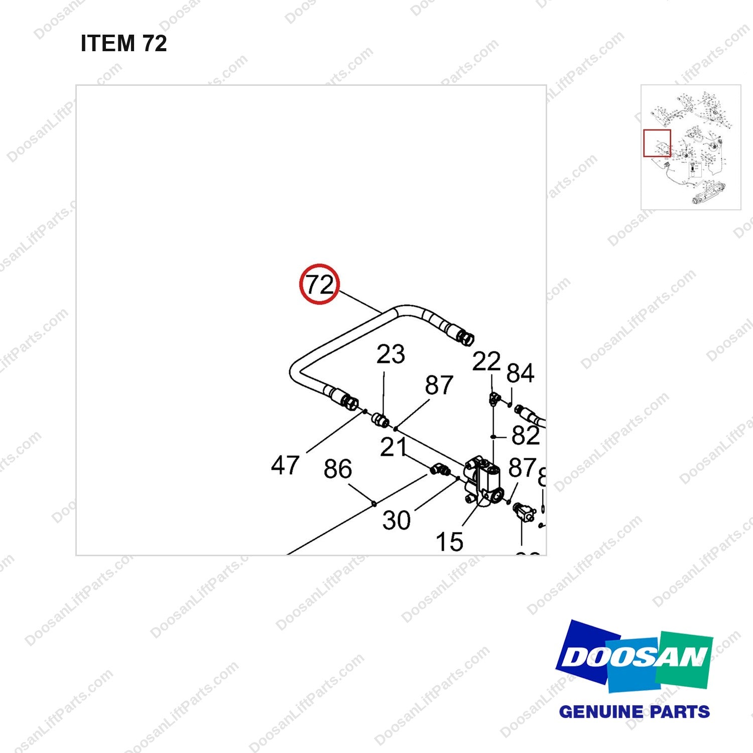 DS2011980 Mast Operating-OCD Type Brake - parts diagram, item 72 shown - genuine Doosan / Bobcat forklift part