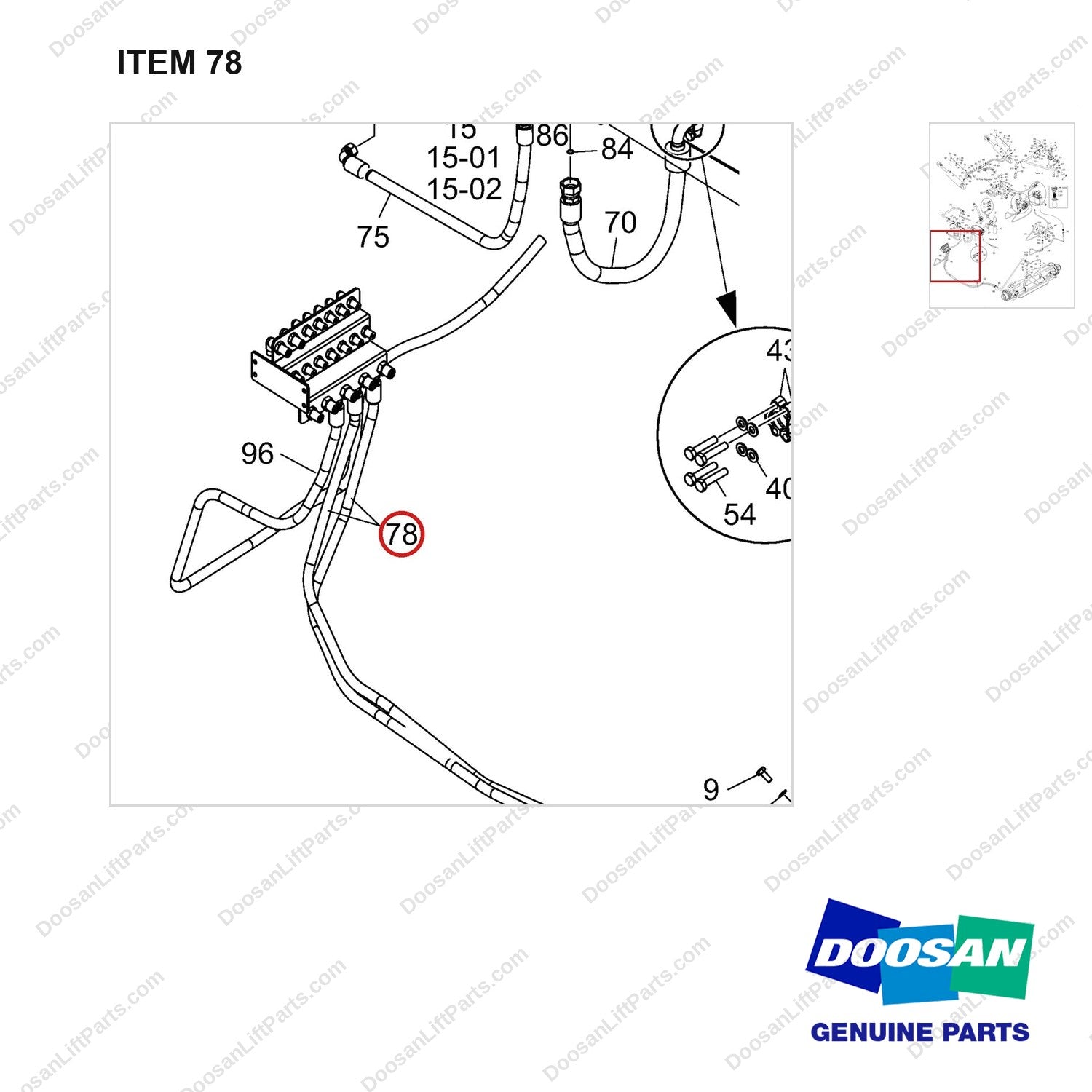 DS2011982 Mast Operating-OCD Type Brake - parts diagram, item 78 shown - genuine Doosan / Bobcat forklift part