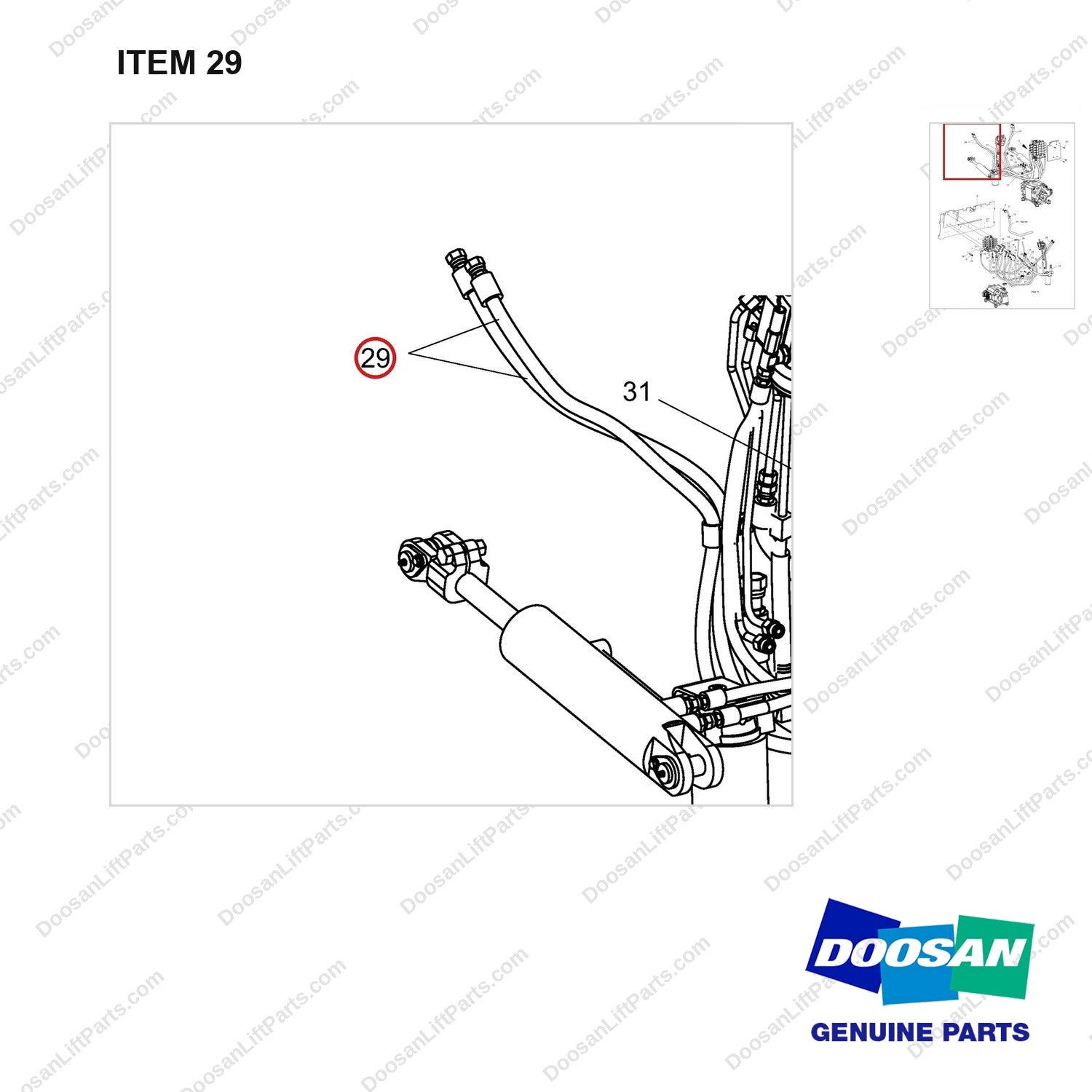 DS2012031 LINE GROUP;FINGERTIP-4WAY - parts diagram, item 29 shown - genuine Doosan / Bobcat forklift part