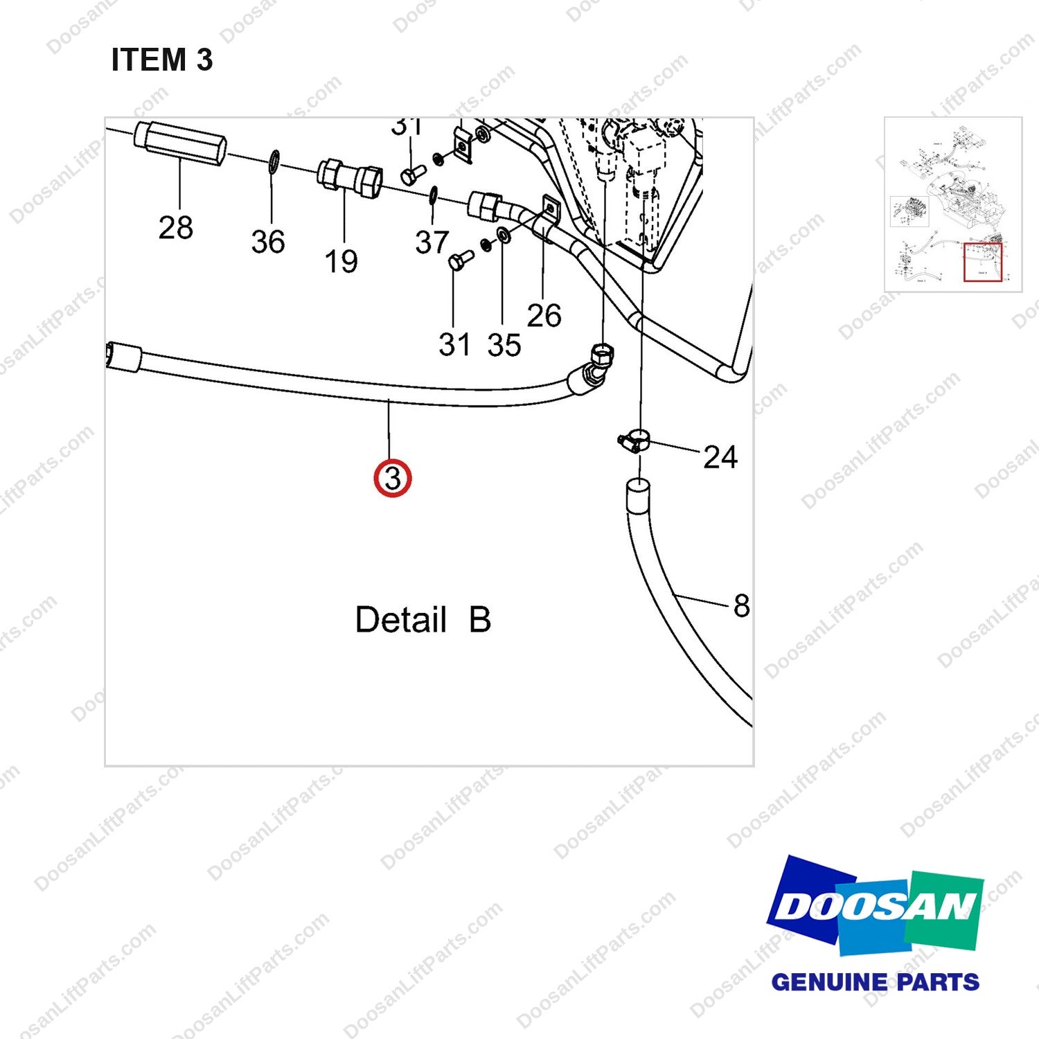 DS2012103 LINES GROUP-M/O;NEW OPC,D40S,74KW - parts diagram, item 3 shown - genuine Doosan / Bobcat forklift part