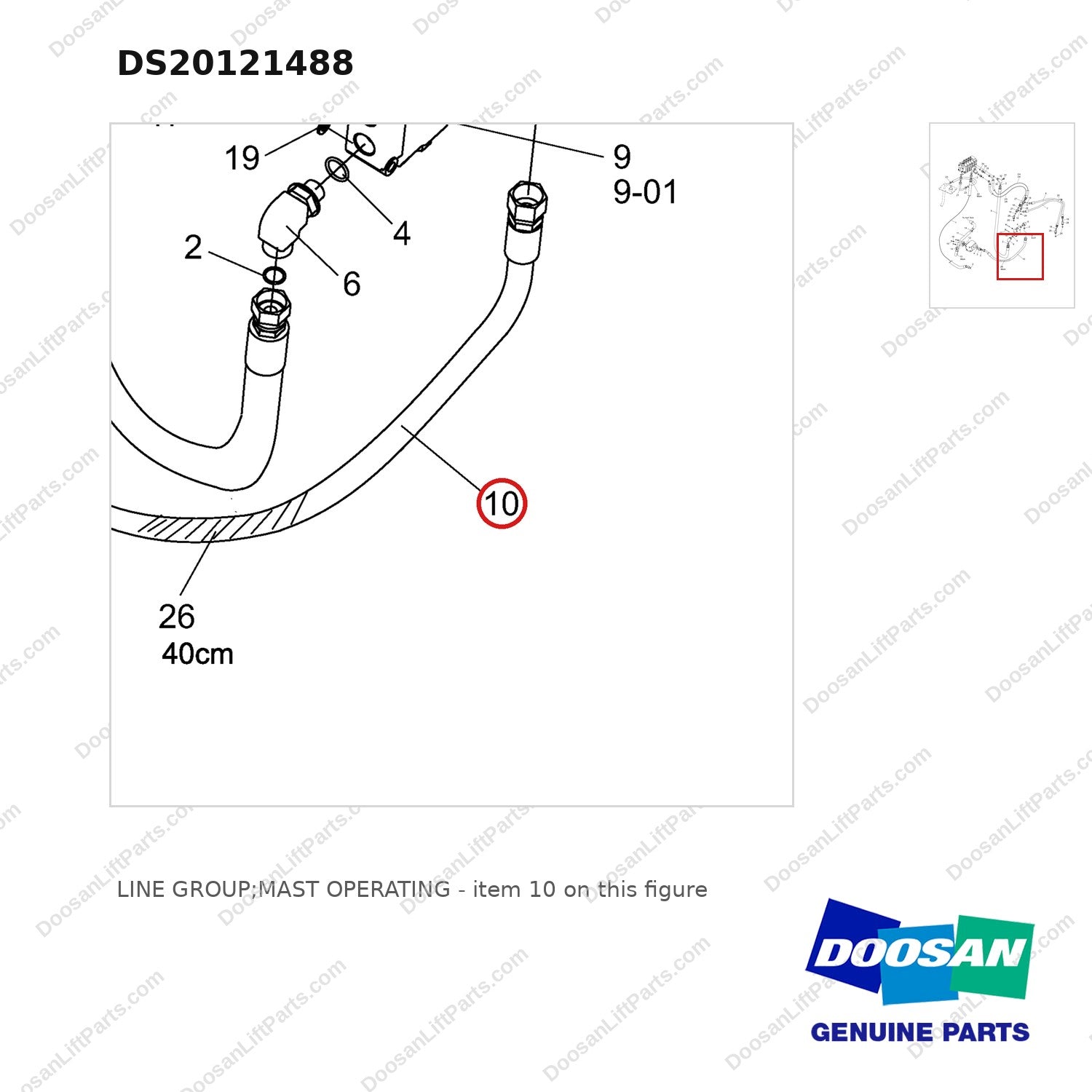 DS20121488 LINE GROUP;MAST OPERATING - parts diagram, item 10 shown - genuine Doosan / Bobcat forklift part