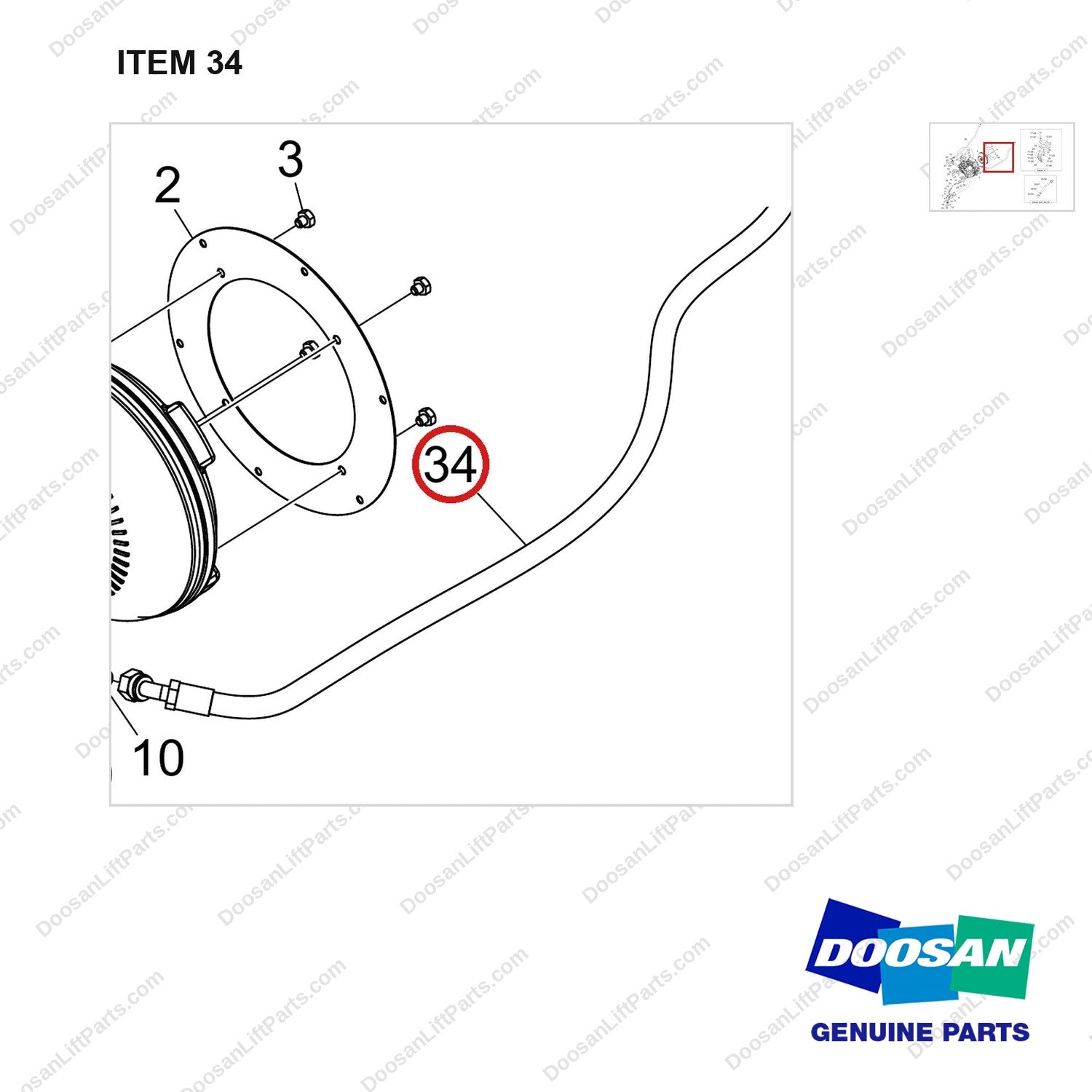 DS20121744 TRANSMISSION GROUP;GC15S-9 - parts diagram, item 34 shown - genuine Doosan / Bobcat forklift part