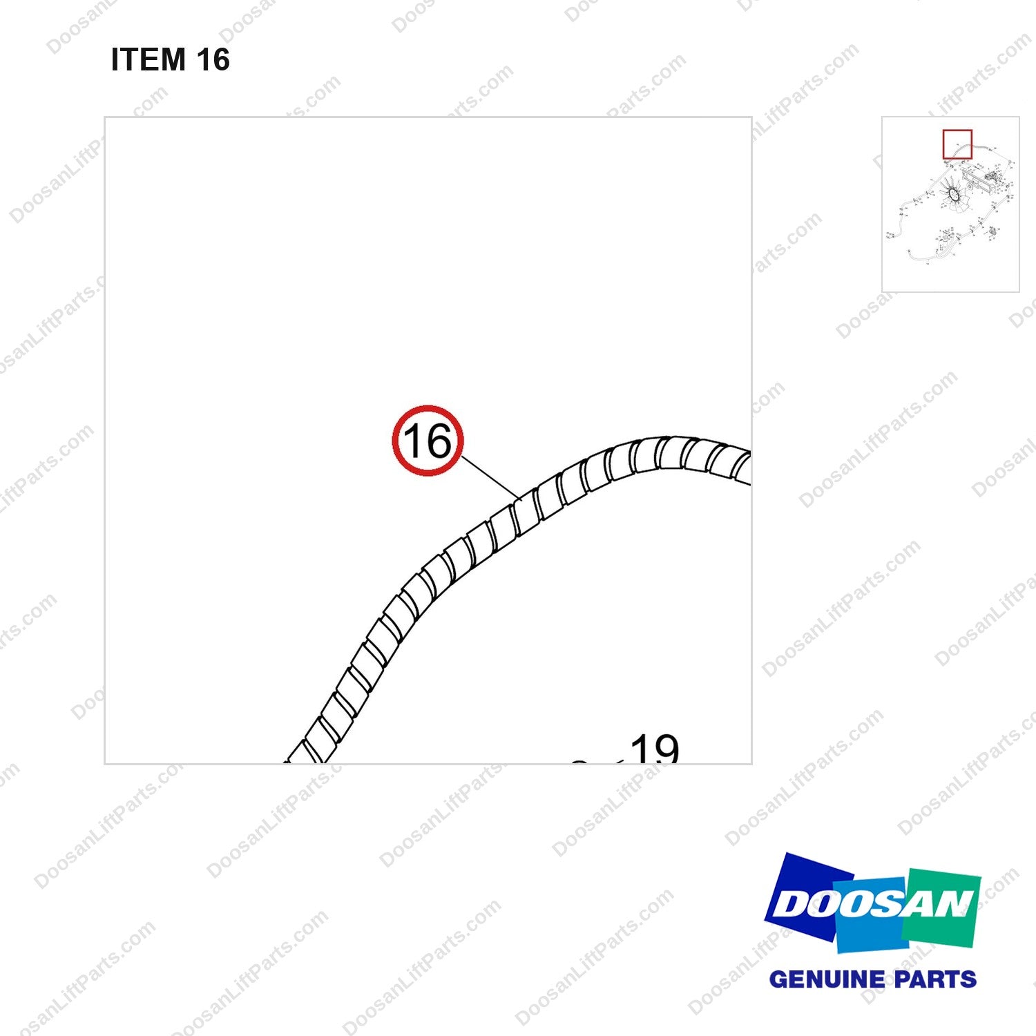 DS20121763 COOLING FAN GROUP;W/ AUTO REVERSE - parts diagram, item 16 shown - genuine Doosan / Bobcat forklift part