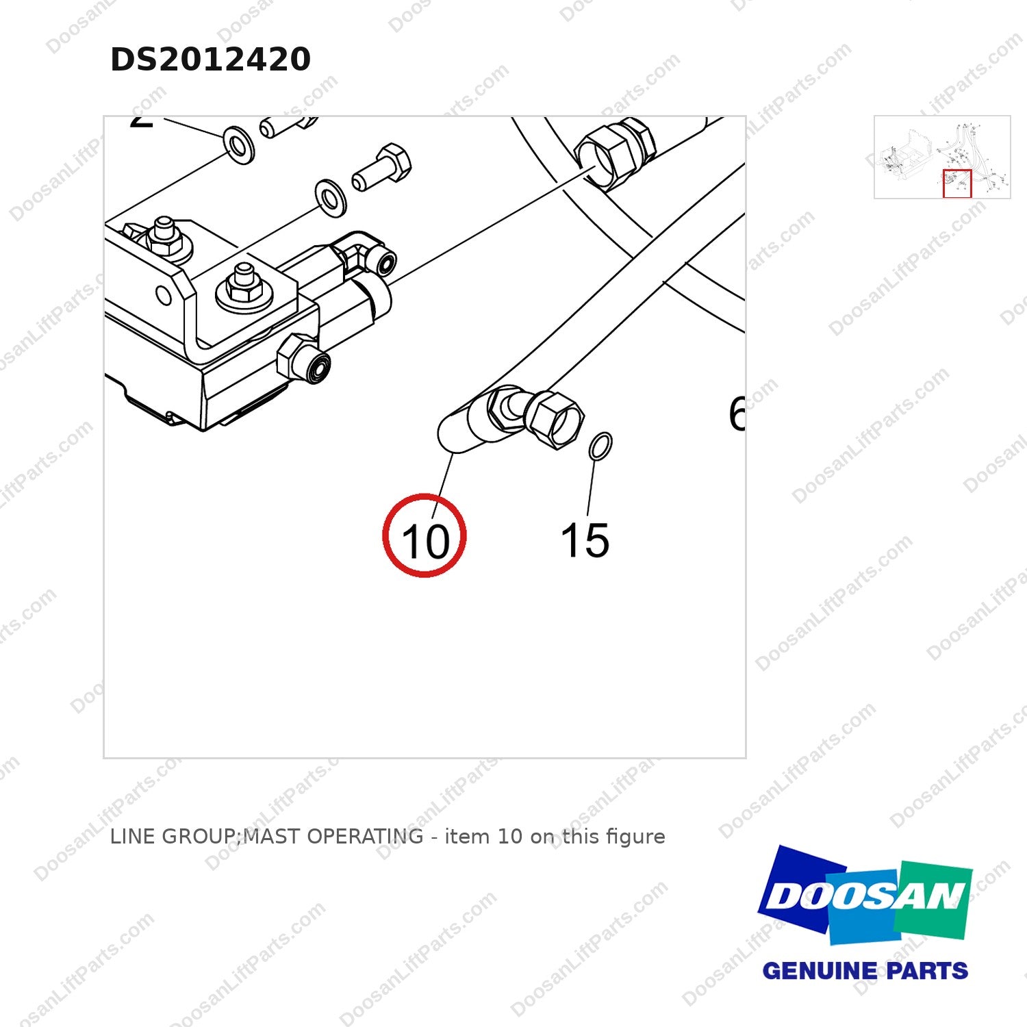 DS2012420 LINE GROUP;MAST OPERATING - parts diagram, item 10 shown - genuine Doosan / Bobcat forklift part