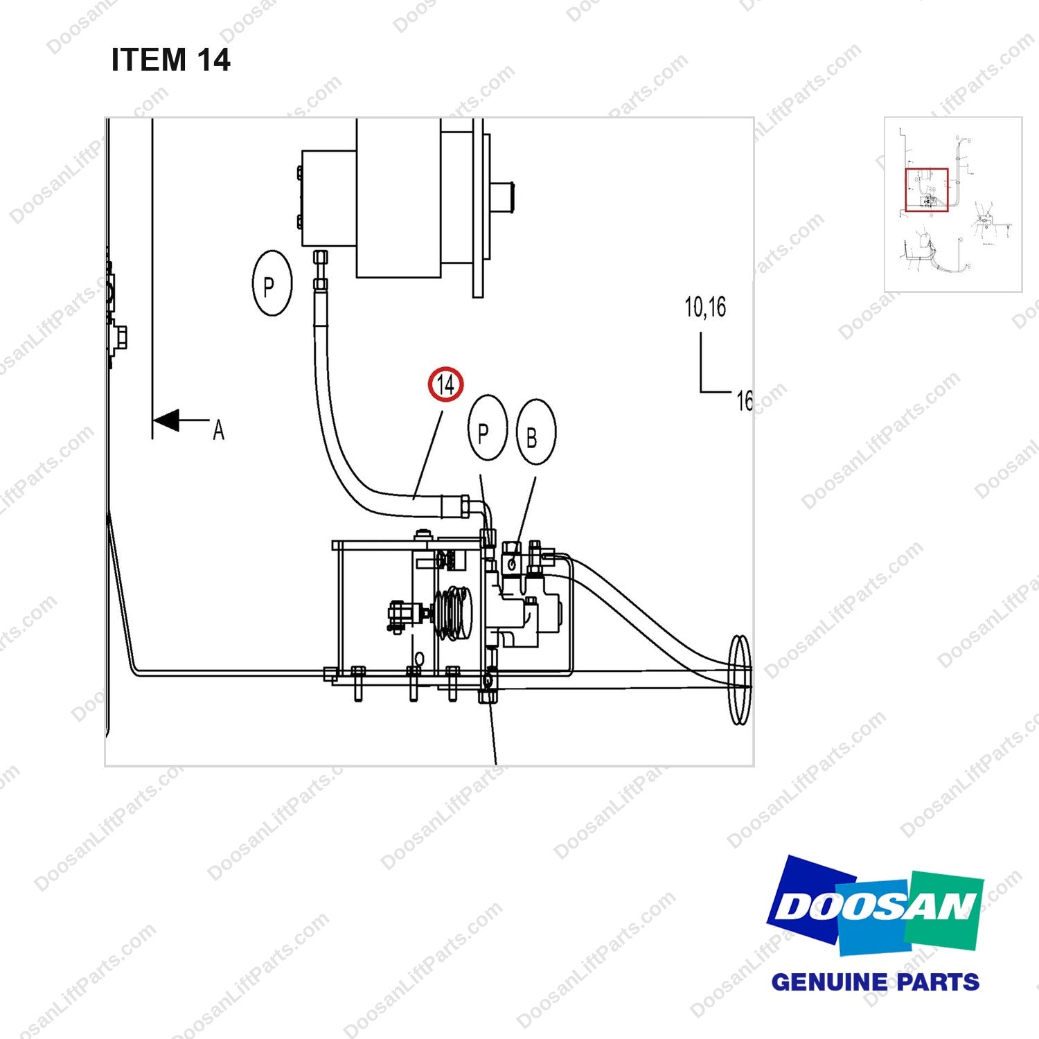 DS2013057 LINES GP-BRAKE-SHOE TYPE BRAKE - parts diagram, item 14 shown - genuine Doosan / Bobcat forklift part