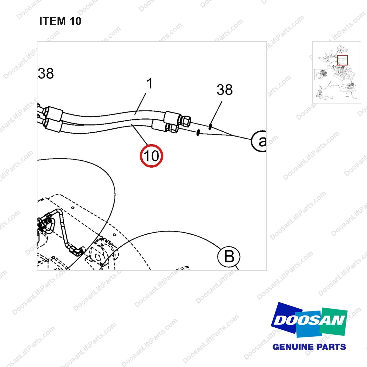 DS20131166 LINES GROUP-M/O;NEW OPC,D40S,74KW - parts diagram, item 10 shown - genuine Doosan / Bobcat forklift part