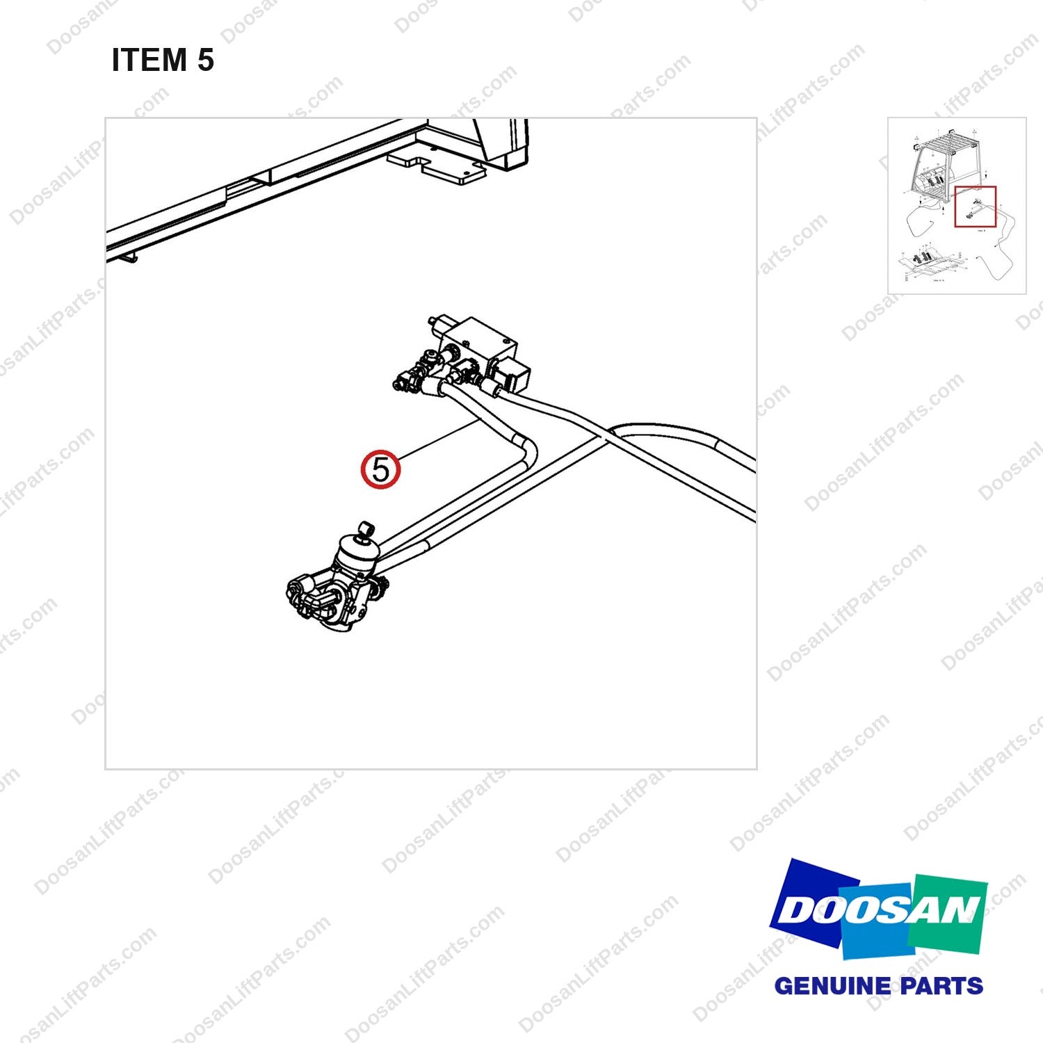 DS20131753 GUARD GROUP,OVERHEAD;TIER4,INT - parts diagram, item 5 shown - genuine Doosan / Bobcat forklift part