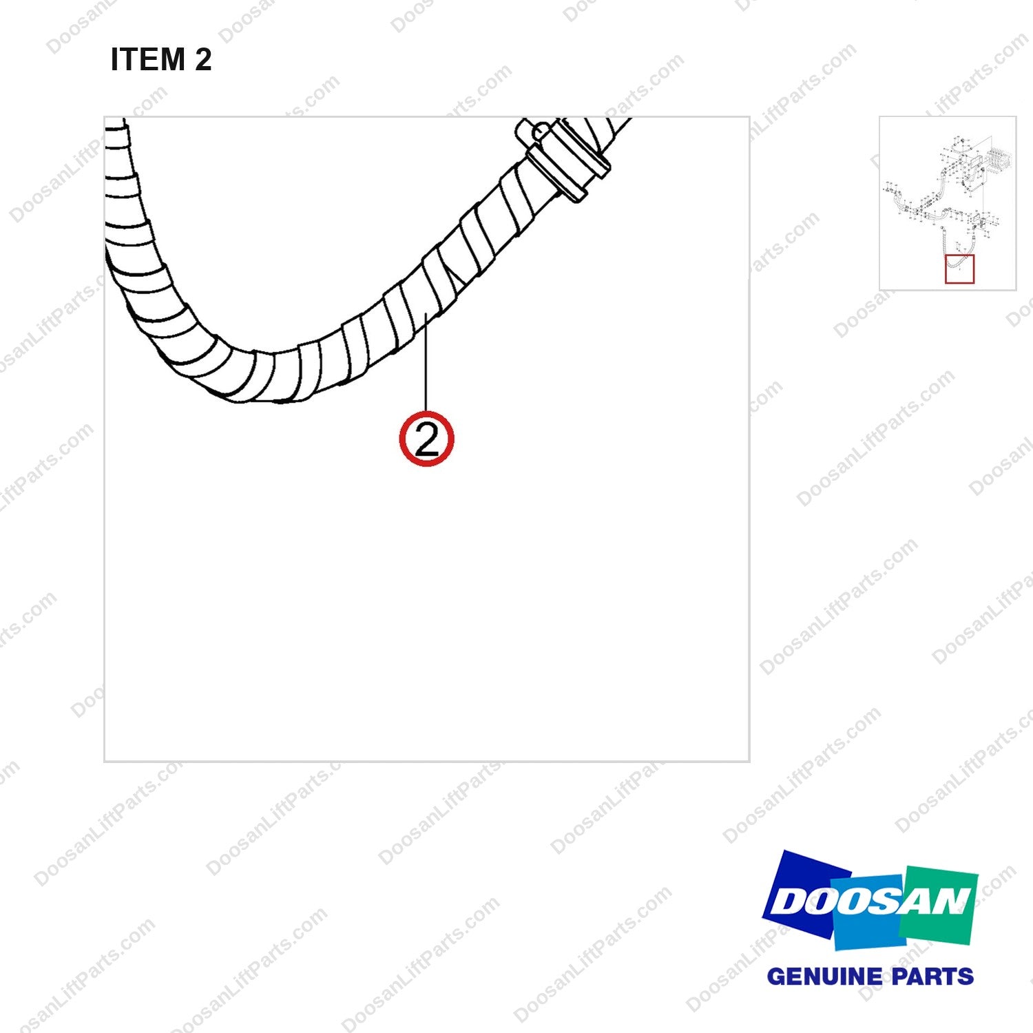 DS20132322 HOSE GROUP,HYDRAULIC;MO LINES - parts diagram, item 2 shown - genuine Doosan / Bobcat forklift part