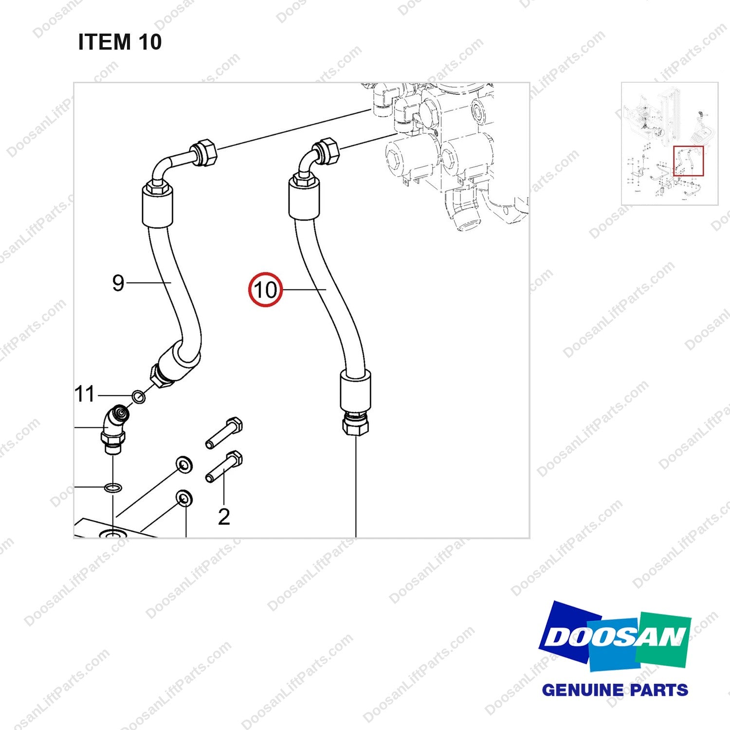 DS20132429 CH/OV AR-AUTO TILT LEVELING - parts diagram, item 10 shown - genuine Doosan / Bobcat forklift part