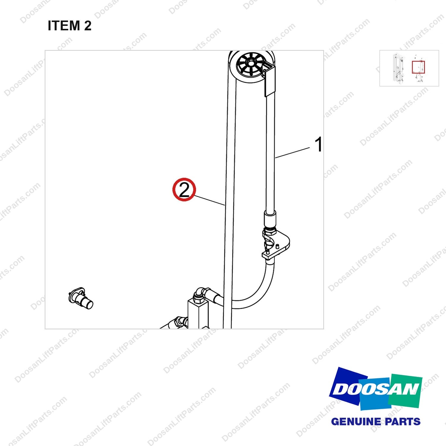 DS20132837 MOUNT GROUP;LIFT AND TILT FFT4520 - parts diagram, item 2 shown - genuine Doosan / Bobcat forklift part