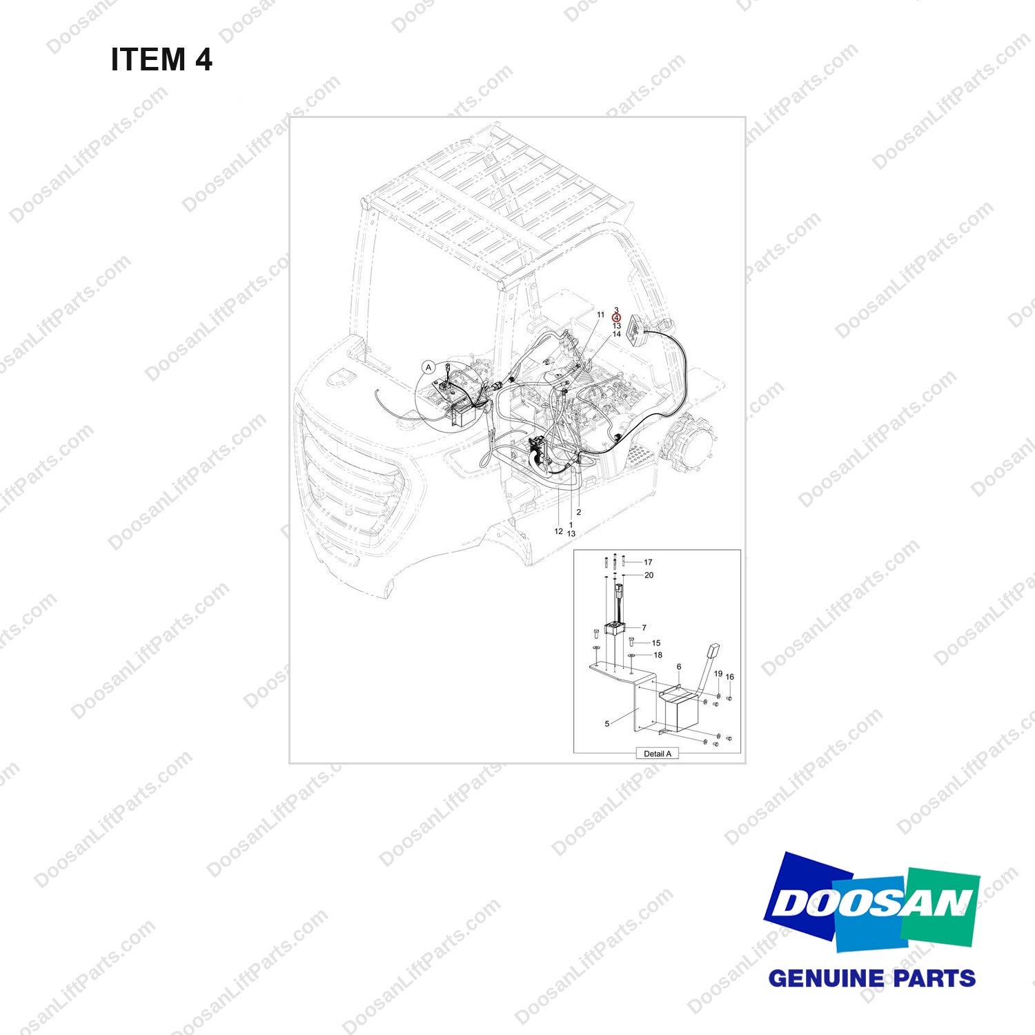 DS20133273 CH/OV AR-INFOLINK READY;CGC45S-9 - full parts diagram, item 4 marked - genuine Doosan / Bobcat forklift part