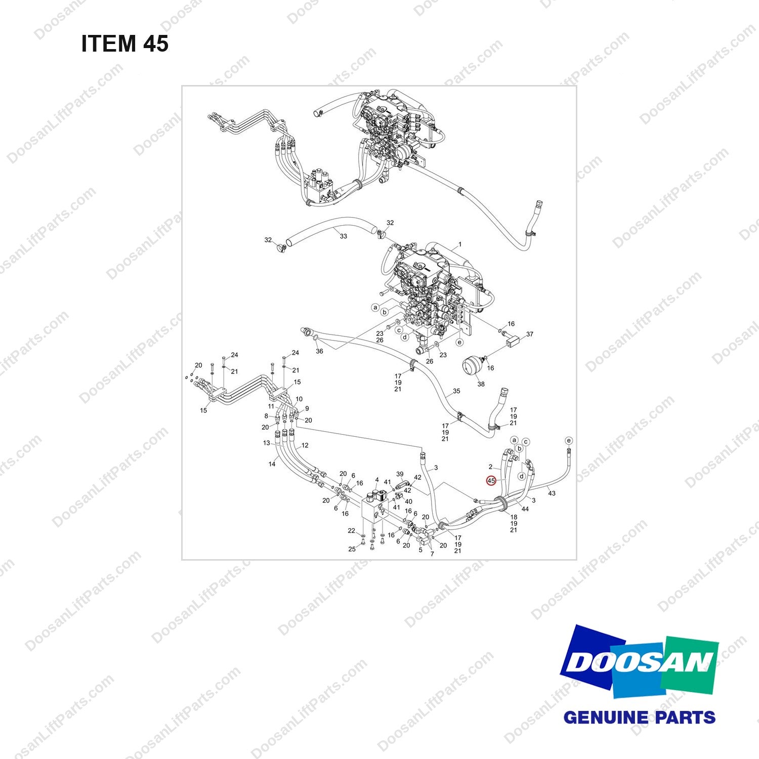 DS20133361 MAIN C_V GROUP - full parts diagram, item 45 marked - genuine Doosan / Bobcat forklift part