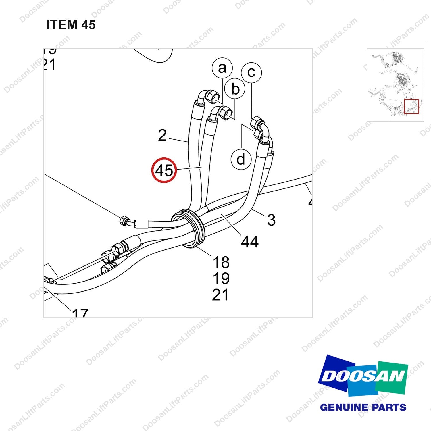 DS20133361 MAIN C_V GROUP - parts diagram, item 45 shown - genuine Doosan / Bobcat forklift part