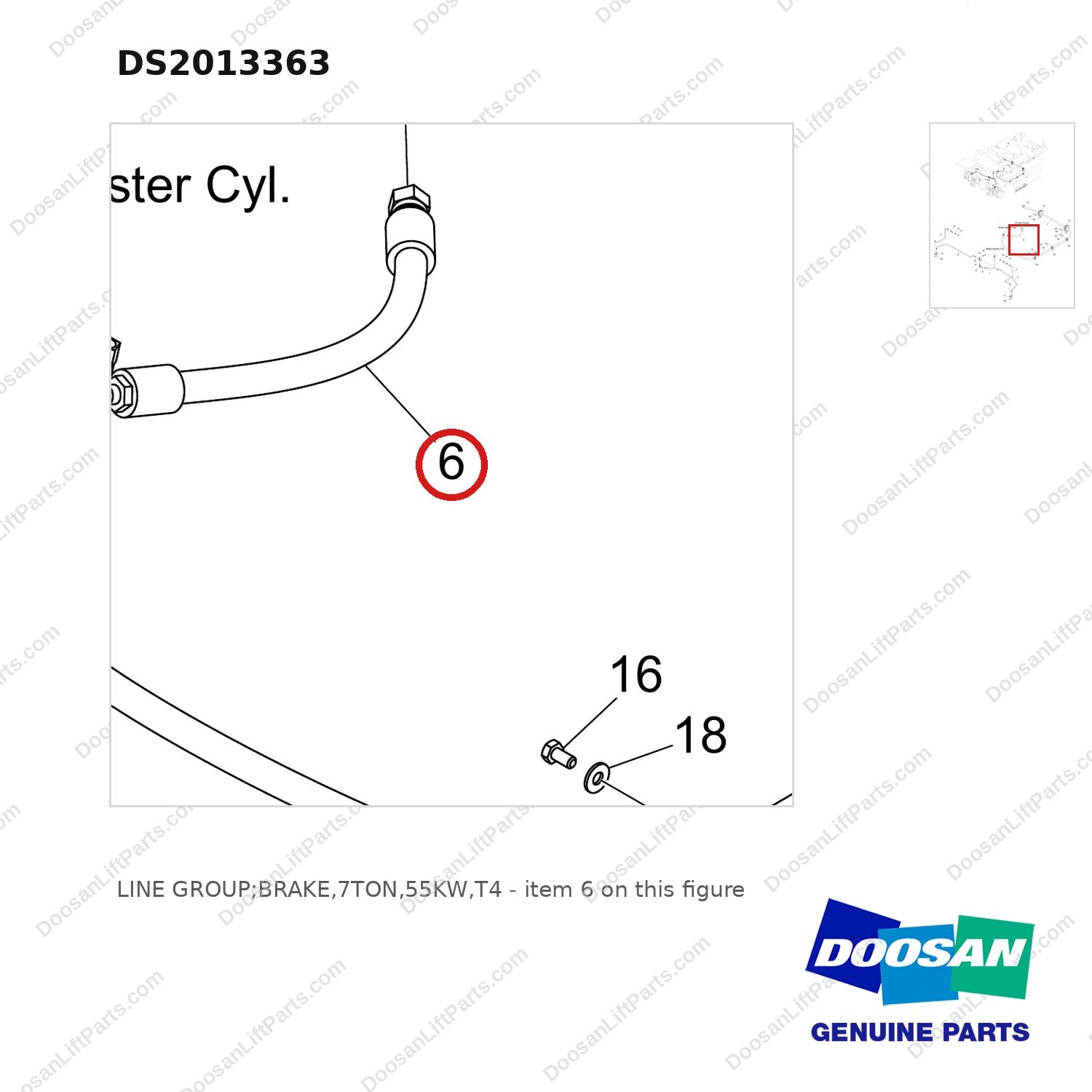 DS2013363 LINE GROUP;BRAKE,7TON,55KW,T4 - parts diagram, item 6 shown - genuine Doosan / Bobcat forklift part
