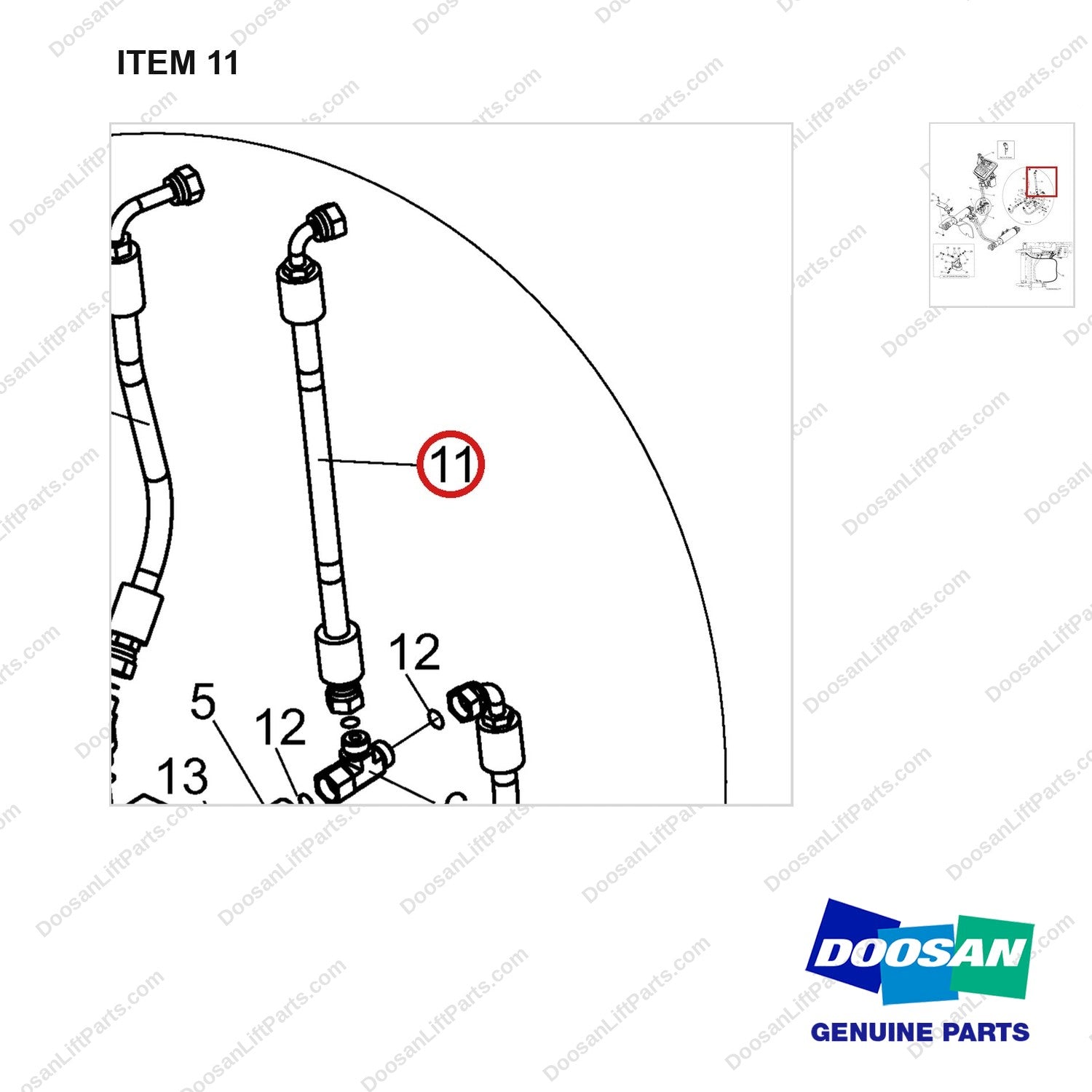 DS2013660 ARRANGEMENT,CHANGEOVER;AUTO TILT LEVELIN - parts diagram, item 11 shown - genuine Doosan / Bobcat forklift part