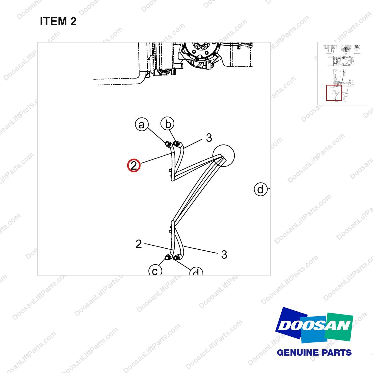 DS2013705 VALVE AR 4SECTION;HROC 850MM - parts diagram, item 2 shown - genuine Doosan / Bobcat forklift part