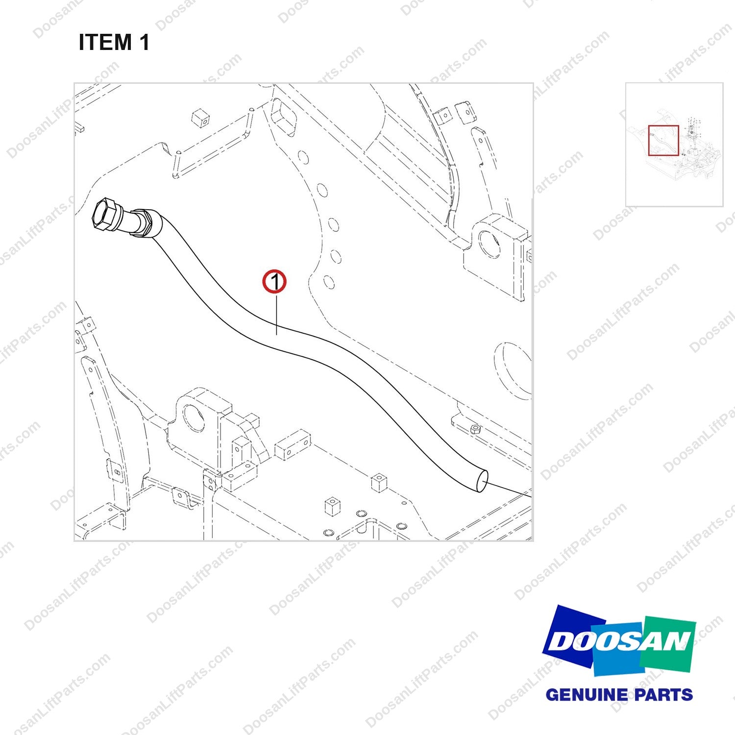 DS2022063 MAST OPERATING LINE;SUB - parts diagram, item 1 shown - genuine Doosan / Bobcat forklift part