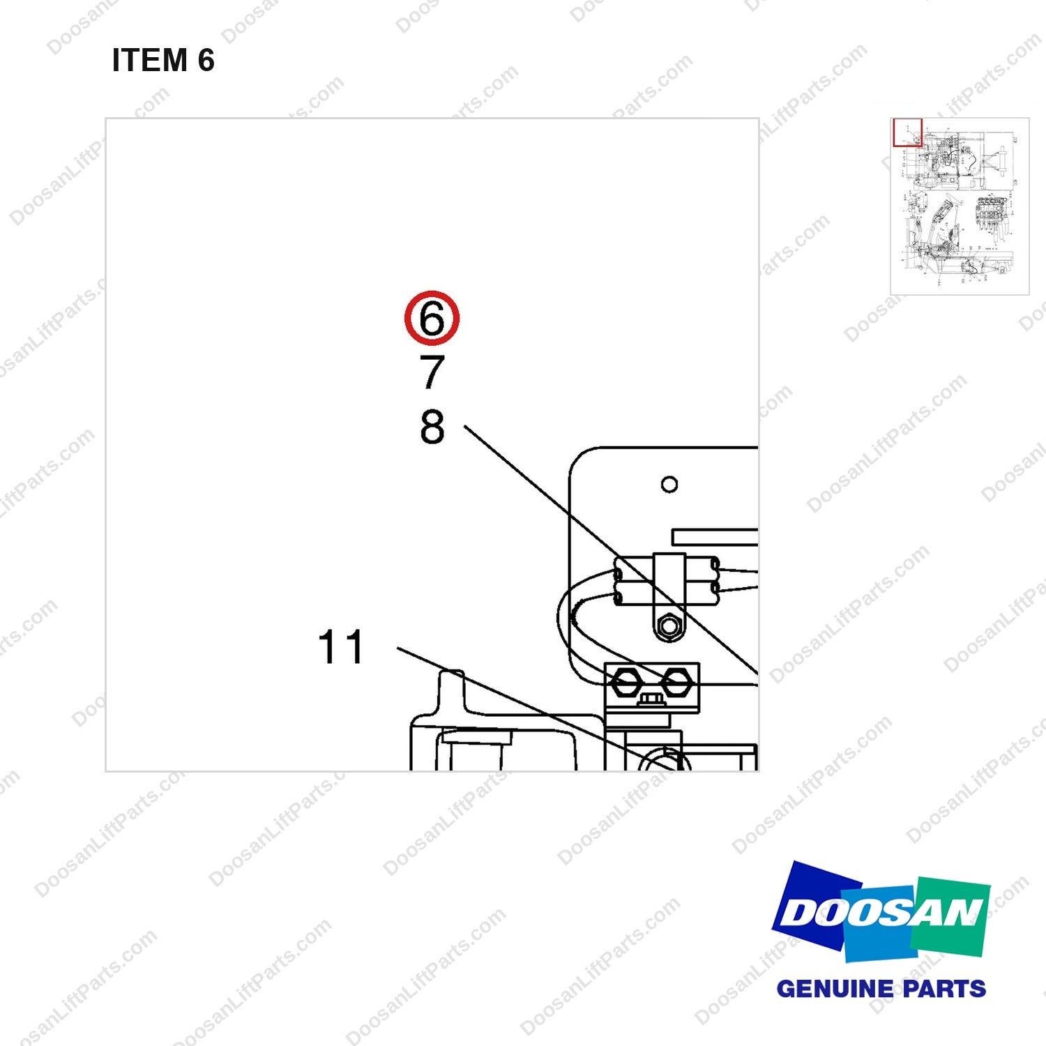 DS2029036 LINES GP-MAST OPERATING - parts diagram, item 6 shown - genuine Doosan / Bobcat forklift part