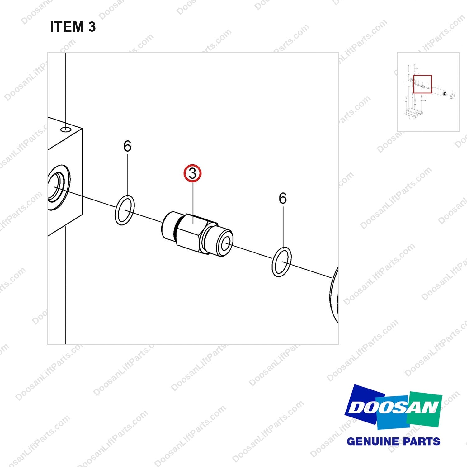 DS2231027 ACCUMULATOR - parts diagram, item 3 shown - genuine Doosan / Bobcat forklift part