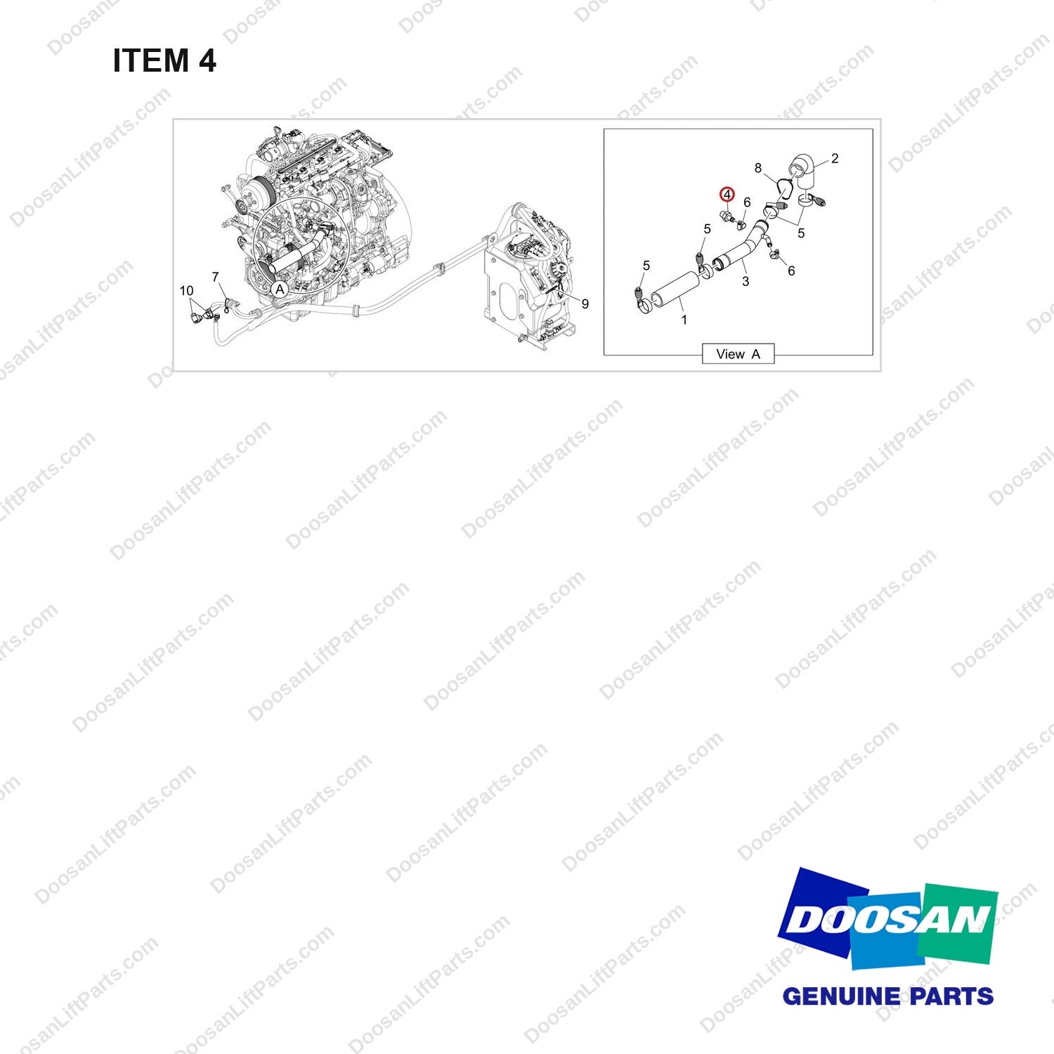 DS2268008 UREA GP;LINE,D80S-9 - full parts diagram, item 4 marked - genuine Doosan / Bobcat forklift part