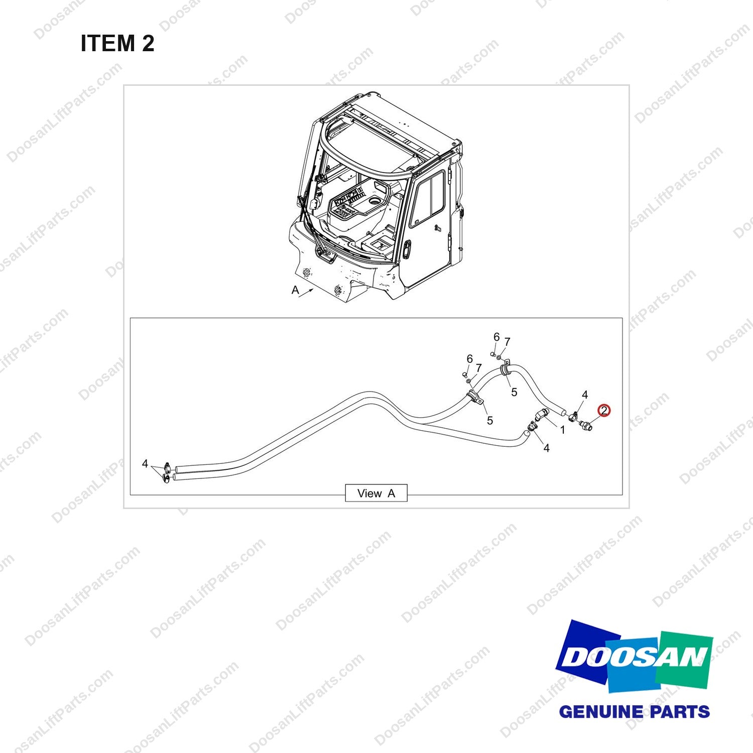 DS2268009 HEATER GP;LINE PART - full parts diagram, item 2 marked - genuine Doosan / Bobcat forklift part