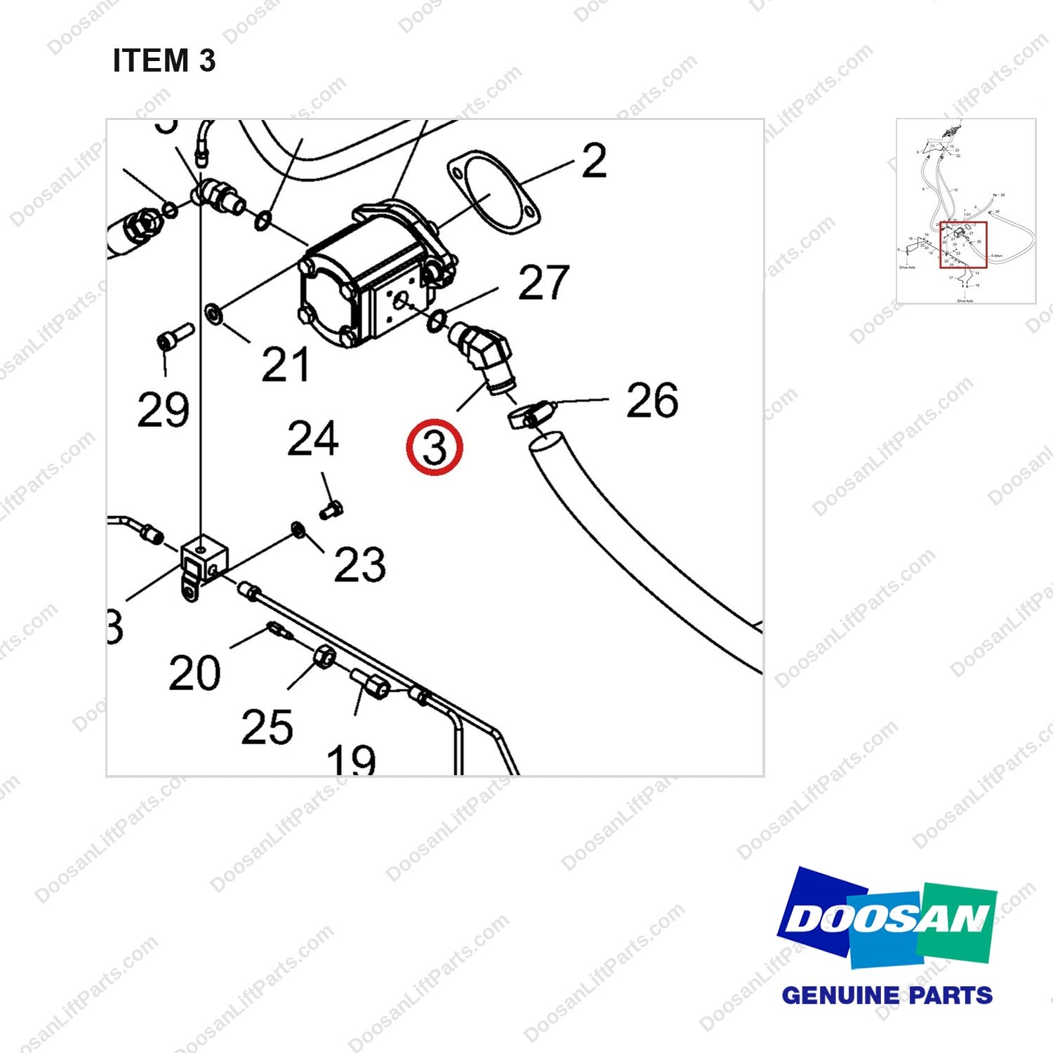 DS2340006 Lines Gp-Brake(CCLS) - parts diagram, item 3 shown - genuine Doosan / Bobcat forklift part