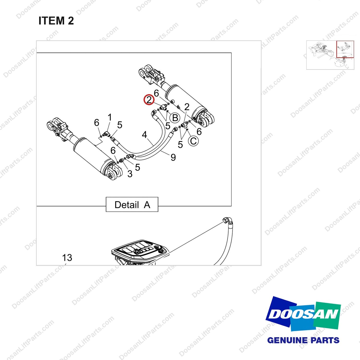 DS2376040 MO LINE GP_LINE;FINGERTIP D40S-9 T5 55KW - parts diagram, item 2 shown - genuine Doosan / Bobcat forklift part