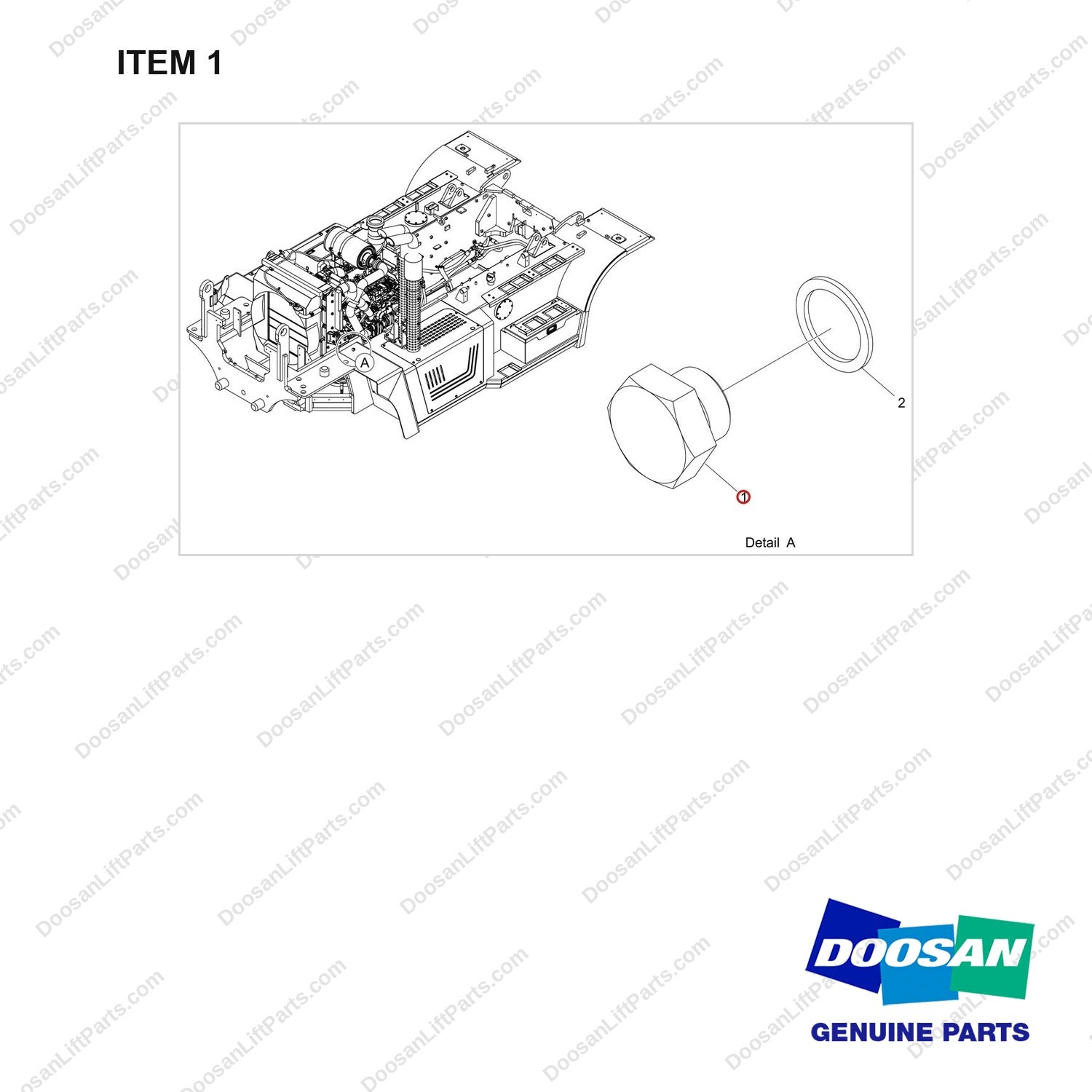 DS2901025 OPTION;W/O HEATER ONLY,HEATER PLUG - full parts diagram, item 1 marked - genuine Doosan / Bobcat forklift part