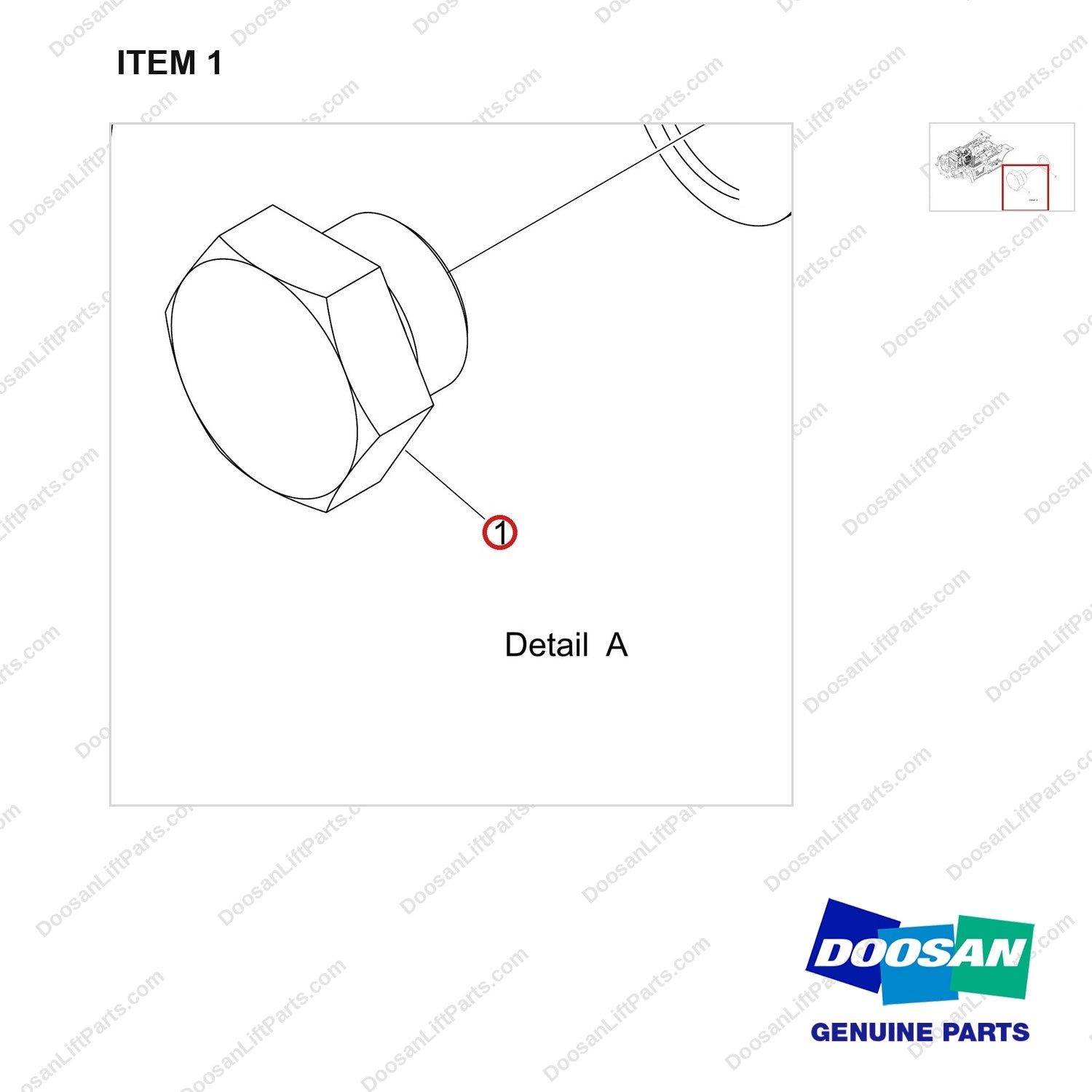 DS2901025 OPTION;W/O HEATER ONLY,HEATER PLUG - parts diagram, item 1 shown - genuine Doosan / Bobcat forklift part