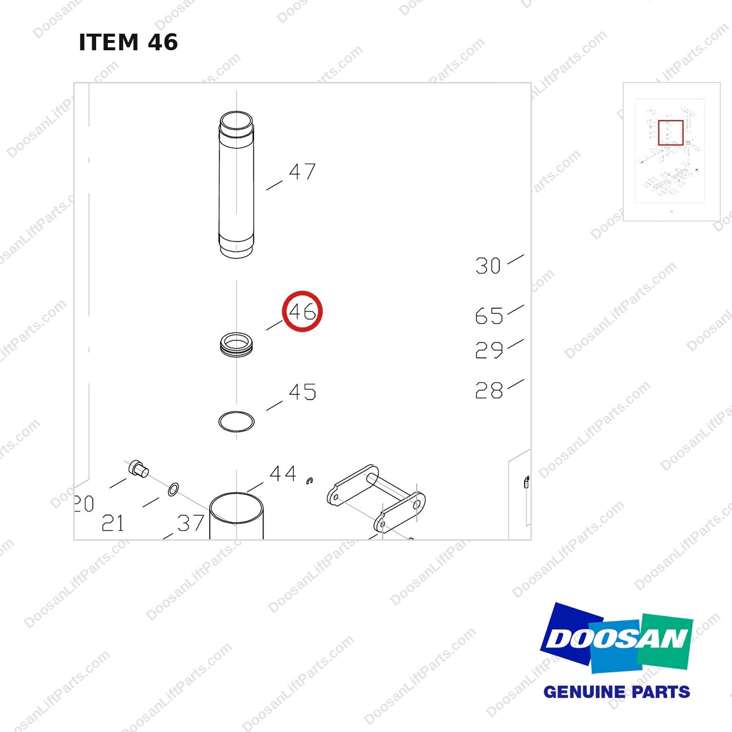 FJ4B-46 FORKLIFT JACK 8800 LB - EXPLODED VIEW - parts diagram, item 46 shown - genuine Doosan / Bobcat forklift part