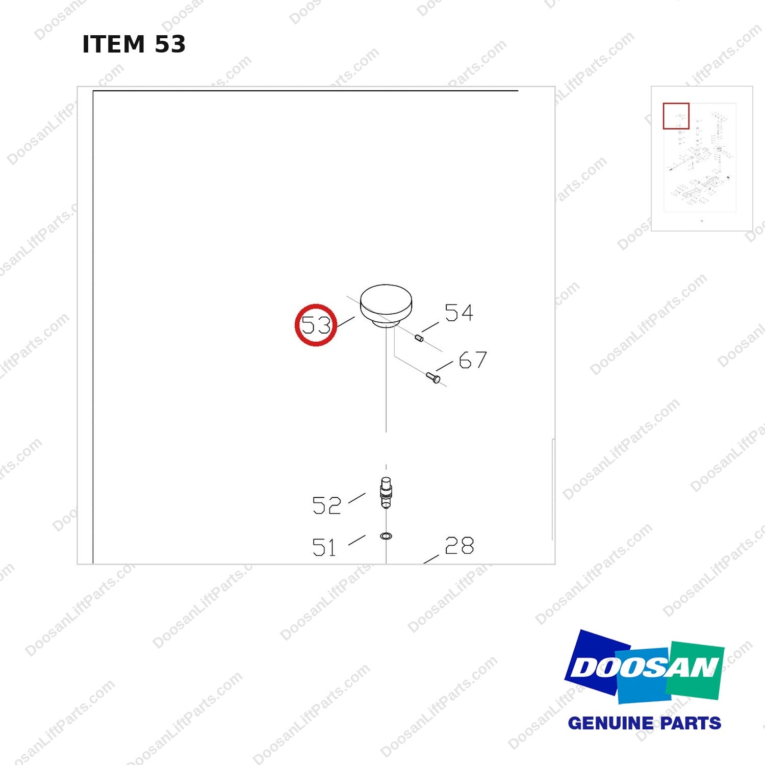 FJ4B-53 FORKLIFT JACK 8800 LB - EXPLODED VIEW - parts diagram, item 53 shown - genuine Doosan / Bobcat forklift part