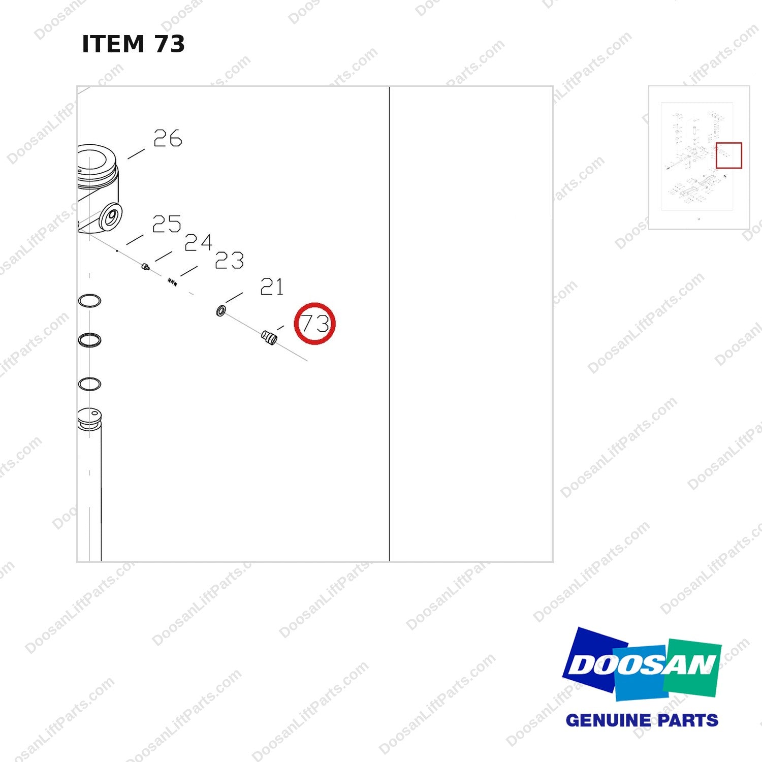 FJ4B-73 FORKLIFT JACK 8800 LB - EXPLODED VIEW - parts diagram, item 73 shown - genuine Doosan / Bobcat forklift part