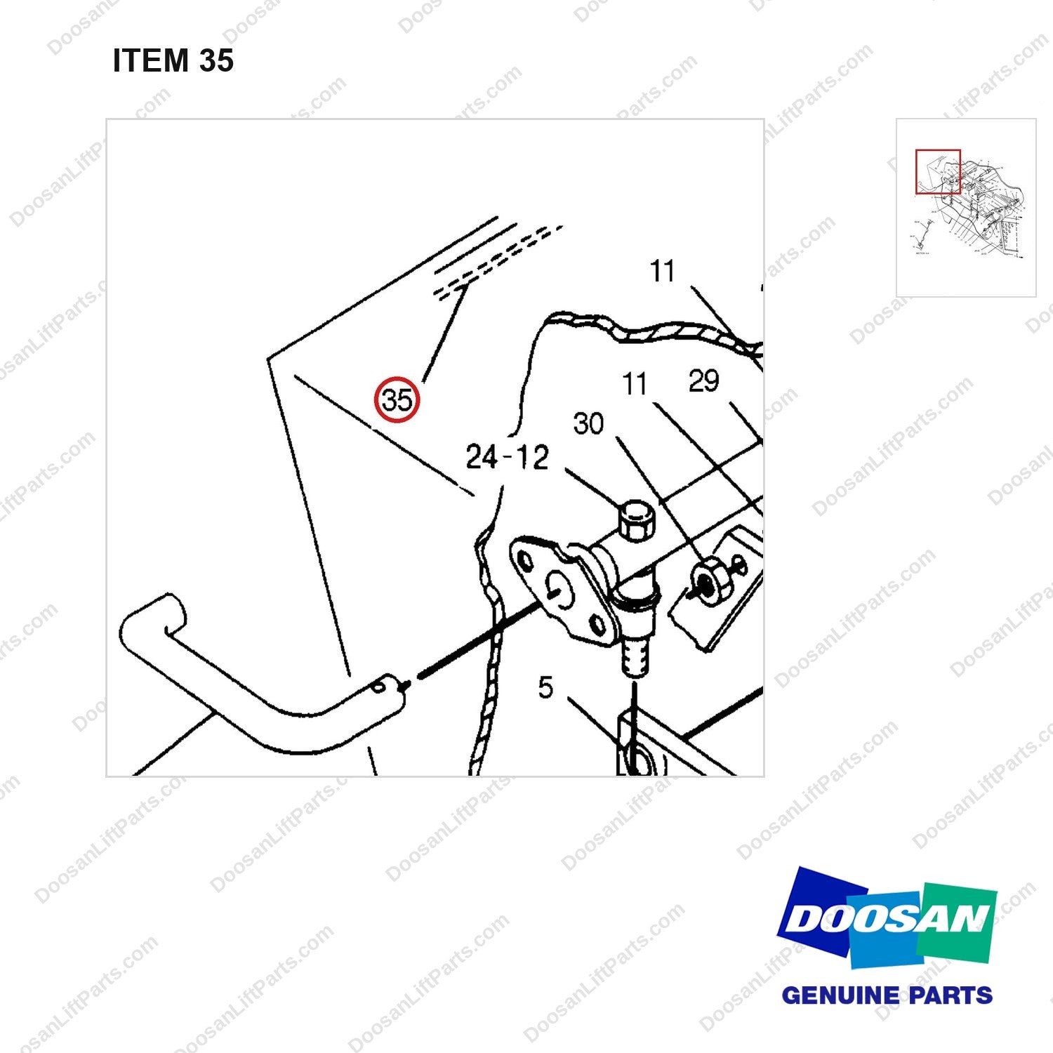 K5P1976 HOOD GP - parts diagram, item 35 shown - genuine Doosan / Bobcat forklift part