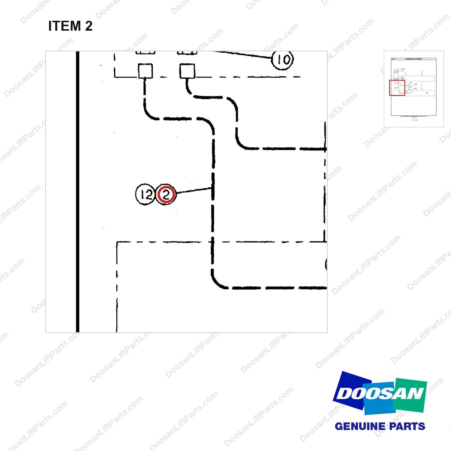 K911435-01 LINES GP-SEC.3-WAY RH STD CL3 - parts diagram, item 2 shown - genuine Doosan / Bobcat forklift part