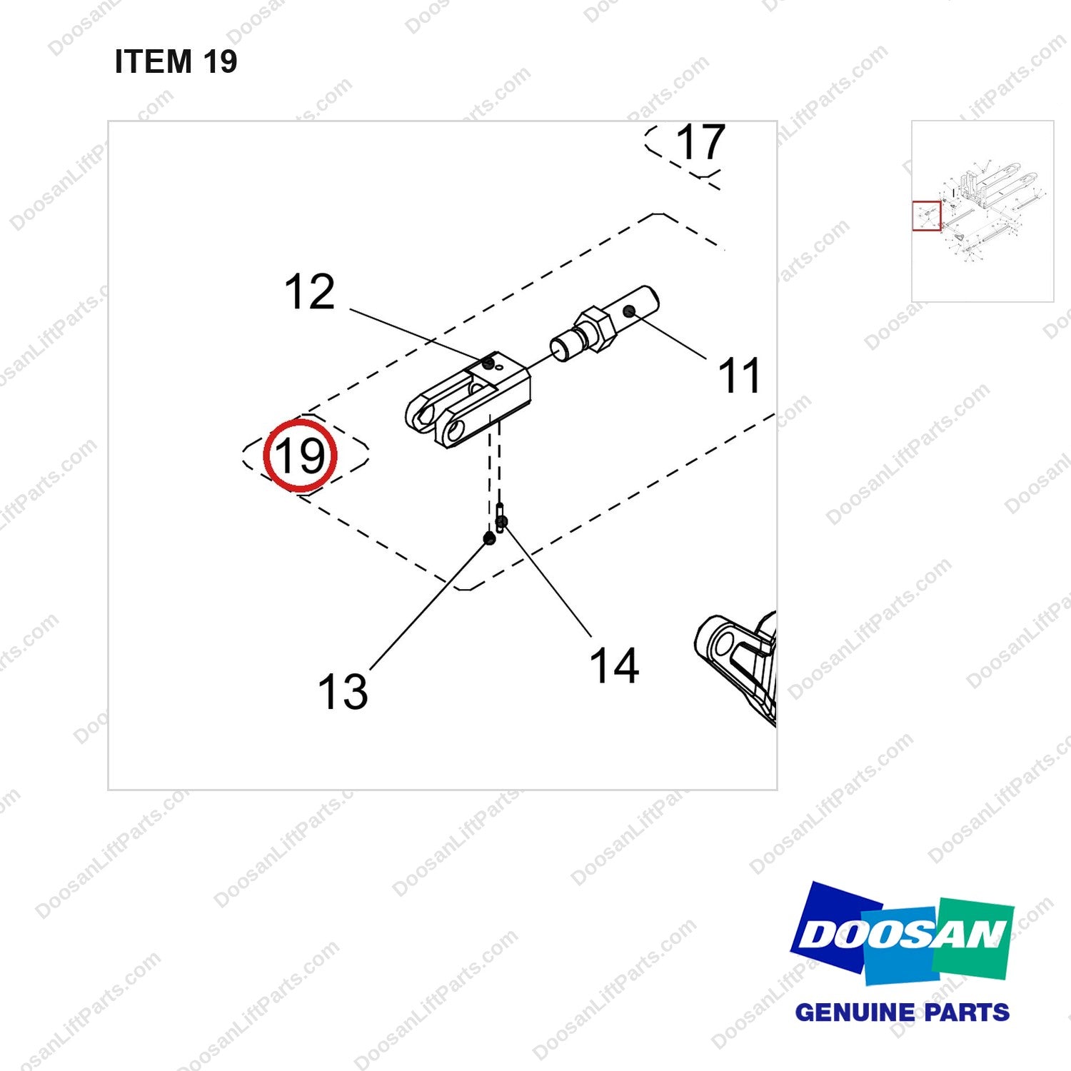 NB19-00031 CHASSIS (540X800/915/1000/1150/1220) - parts diagram, item 19 shown - genuine Doosan / Bobcat forklift part