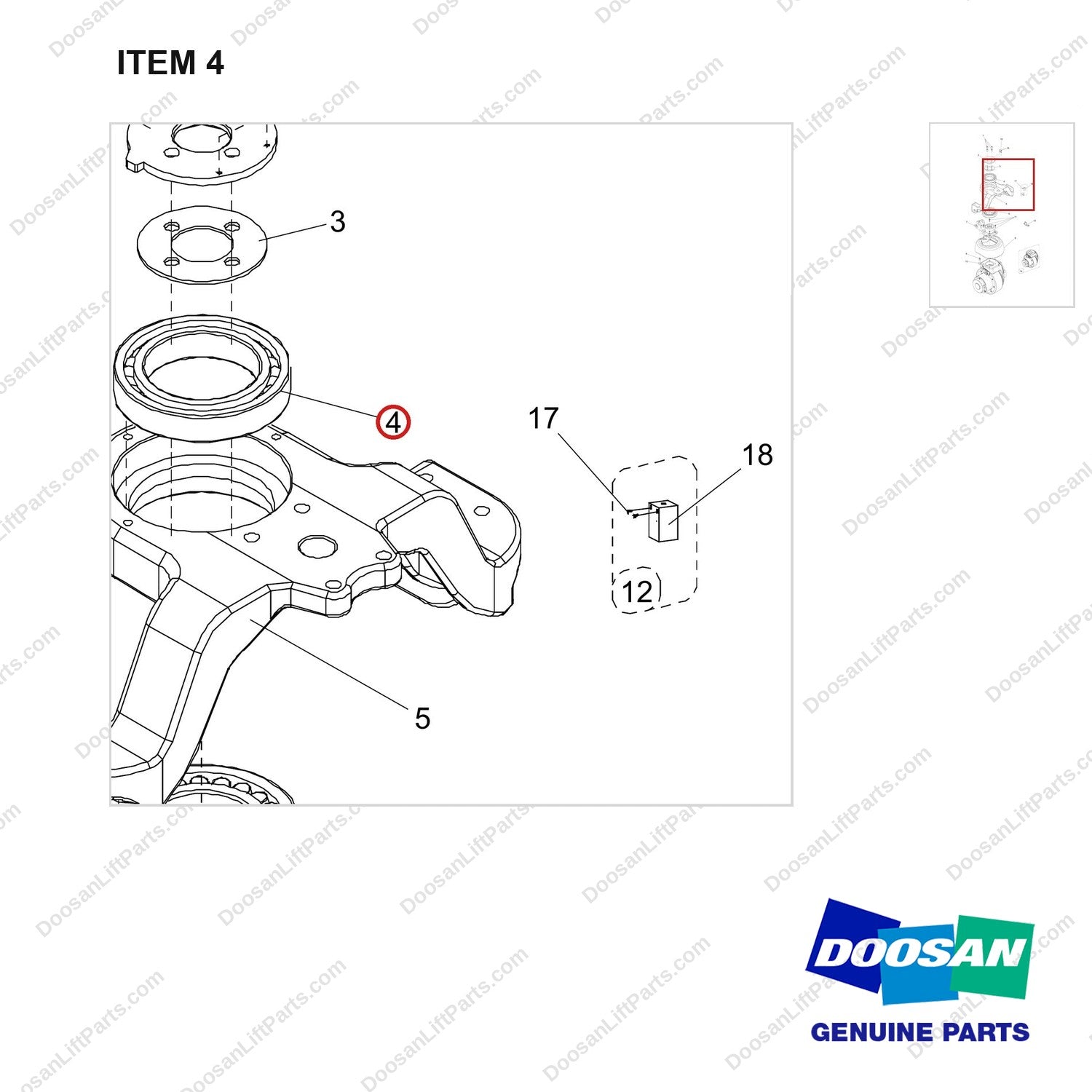 NB19-00073 DRIVING UNIT - parts diagram, item 4 shown - genuine Doosan / Bobcat forklift part