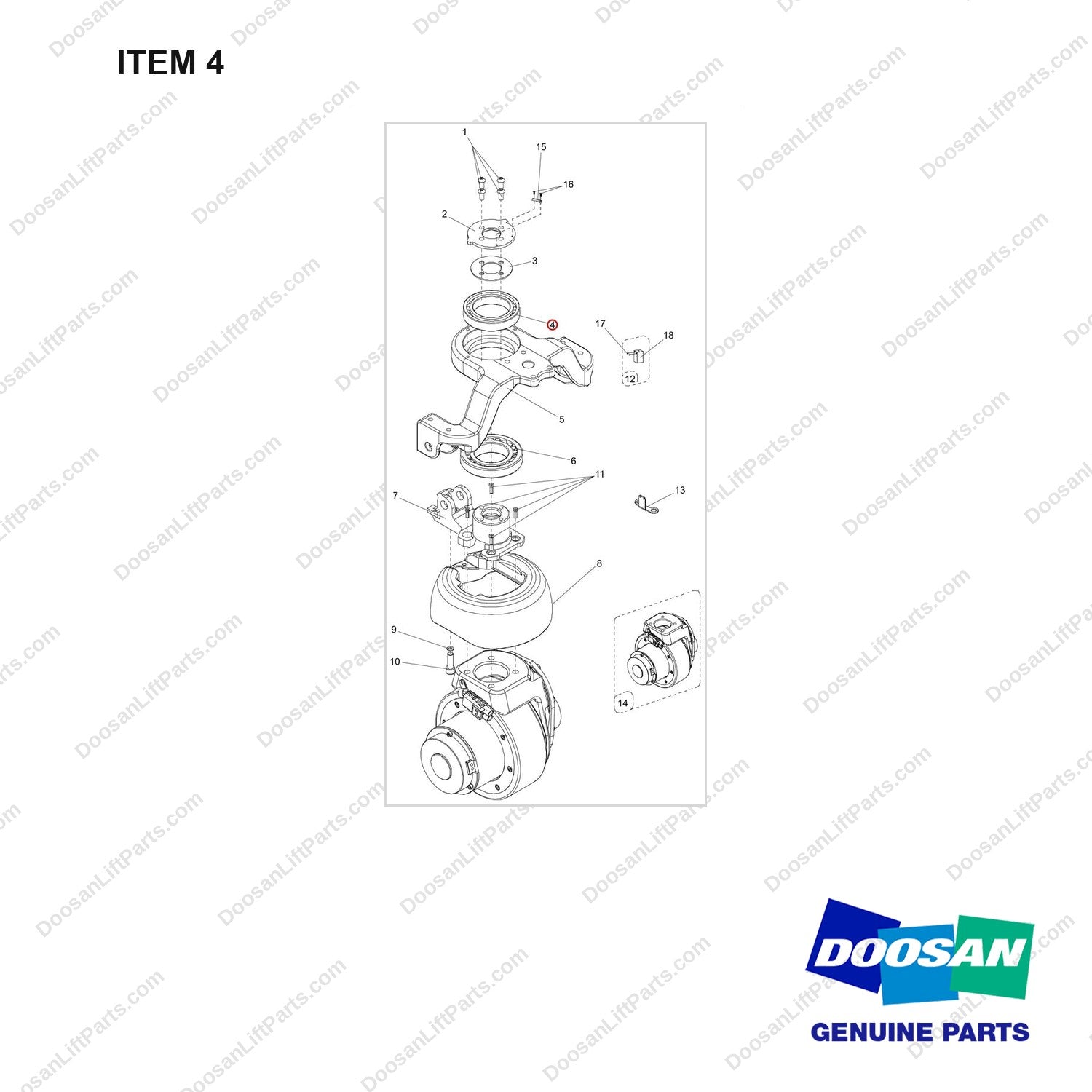 NB19-00073 DRIVING UNIT - full parts diagram, item 4 marked - genuine Doosan / Bobcat forklift part