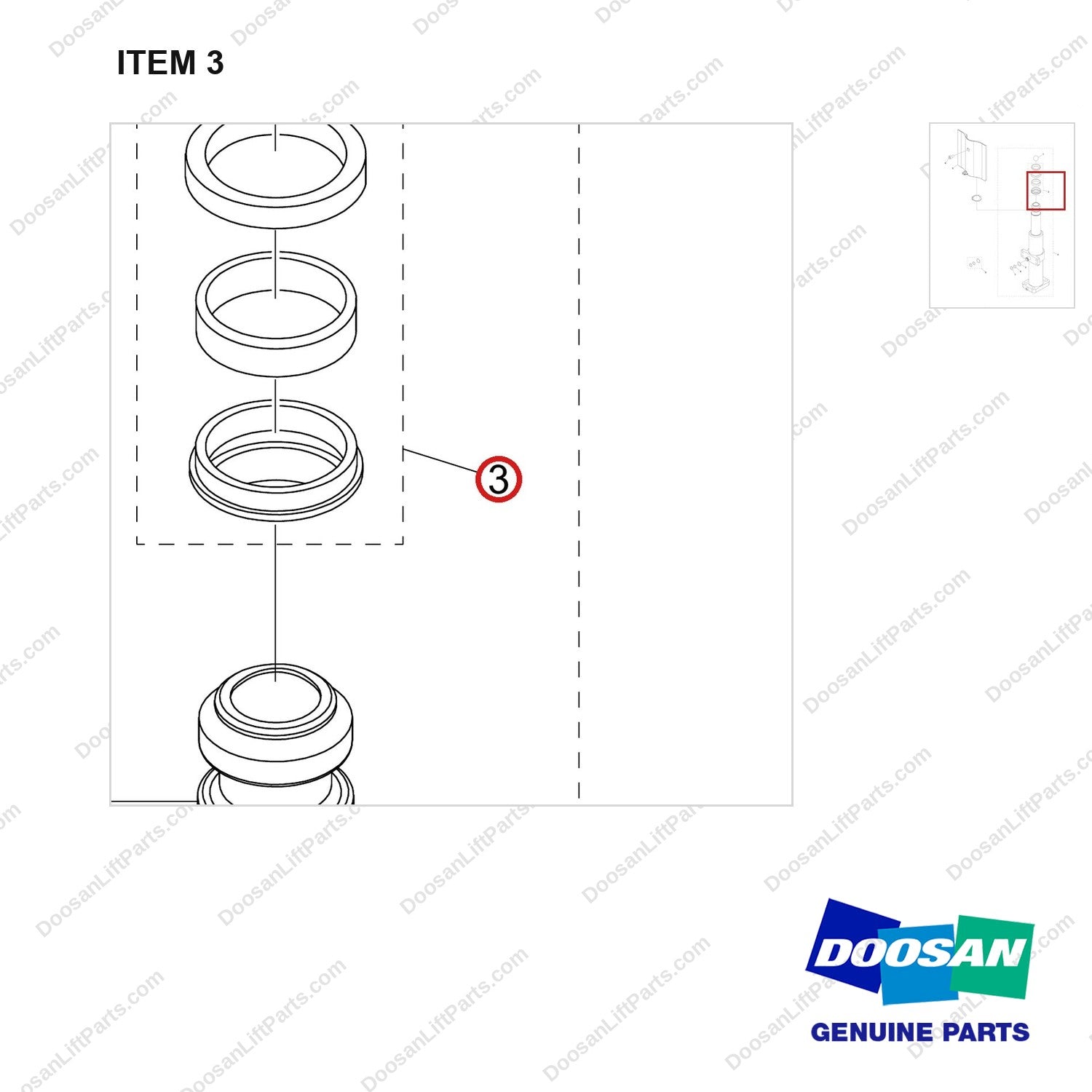 NB19-00099 CYLINDER (F/S) - parts diagram, item 3 shown - genuine Doosan / Bobcat forklift part