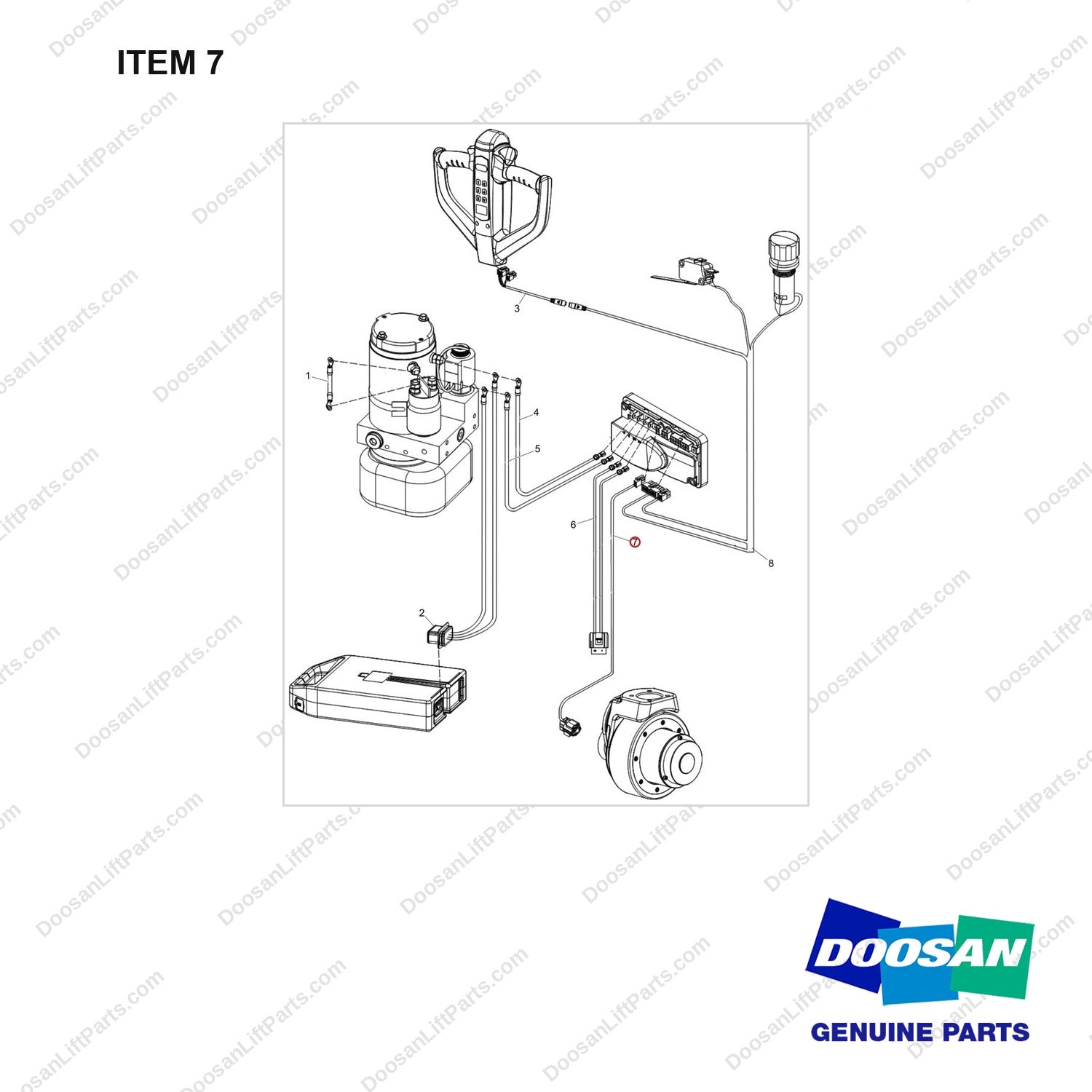 NB19-00239 WIRING HARNESS (Non-F/S) - full parts diagram, item 7 marked - genuine Doosan / Bobcat forklift part