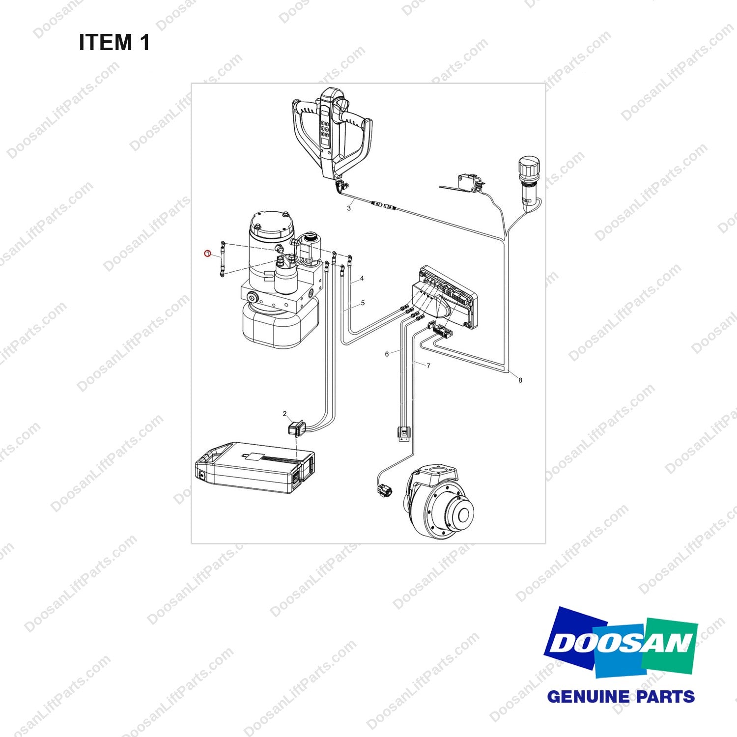 NB19-00240 WIRING HARNESS (Non-F/S) - full parts diagram, item 1 marked - genuine Doosan / Bobcat forklift part